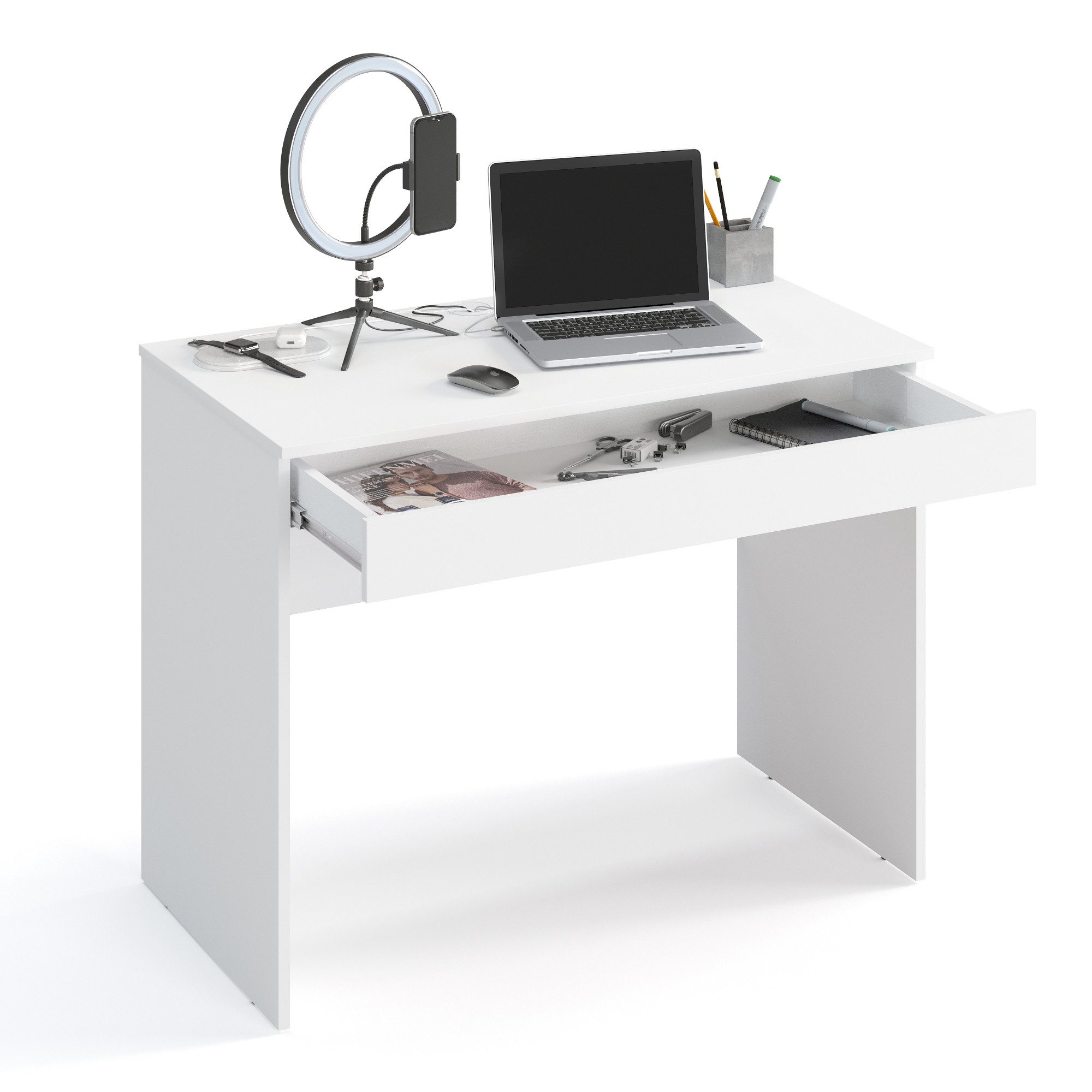 KOMTO Schreibtisch Milan mit 1 Schublade Bürotisch Computertisch Klein Arbe günstig online kaufen