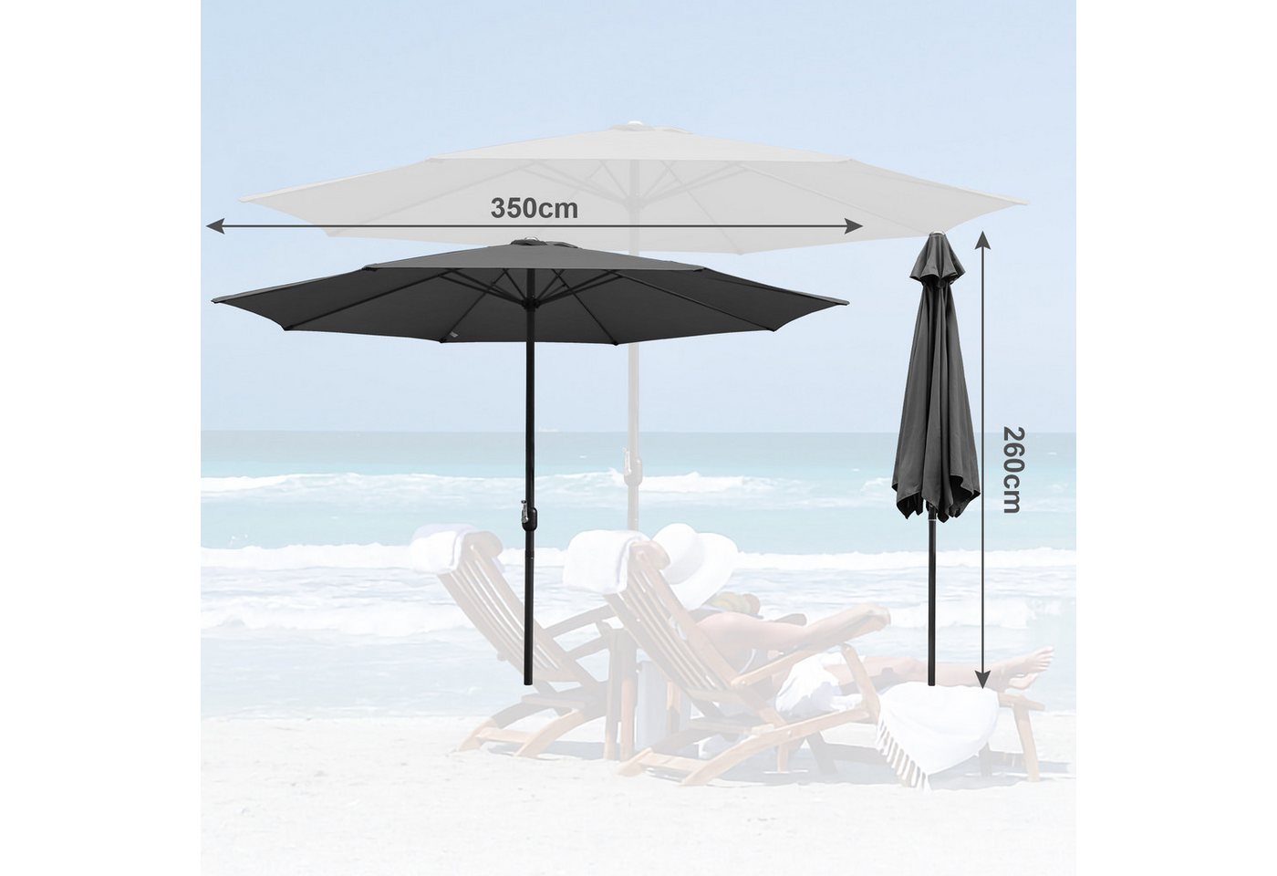 Thumbnail - JOPASSY Sonnenschirm Ø3.5m Gartenschirm Ampelschirm Marktschirm Strandschirm UV