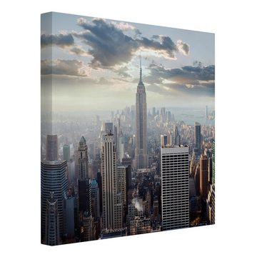 Bilderdepot24 Leinwandbild Skyline Modern Sonnenaufgang New York beige Bild auf Leinwand XXL, Bild auf Leinwand; Leinwanddruck in vielen Größen