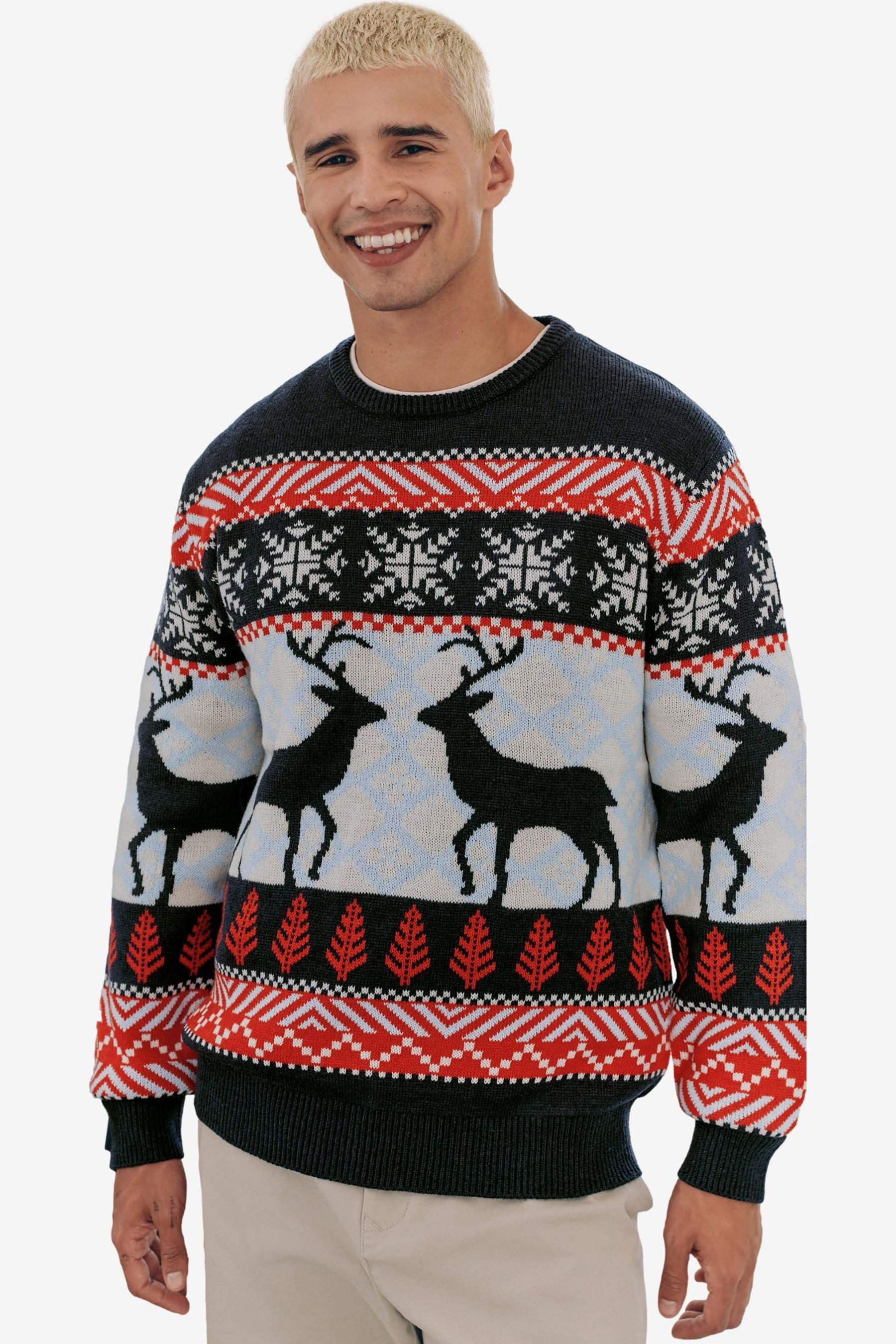 Rundhalspullover Gestrickter Weihnachtspulli – Familienkollektion