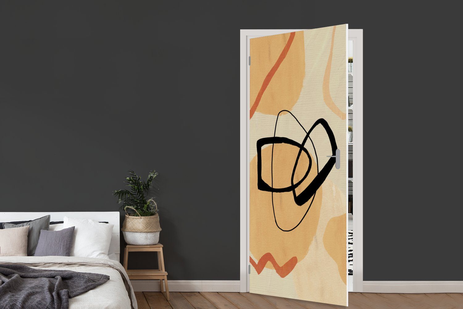 MuchoWow Türtapete Kunst Formen - Fototapete Matt, Abstrakt, - Türaufkleber, bedruckt, Tür, Geometrische St), 75x205 für cm (1