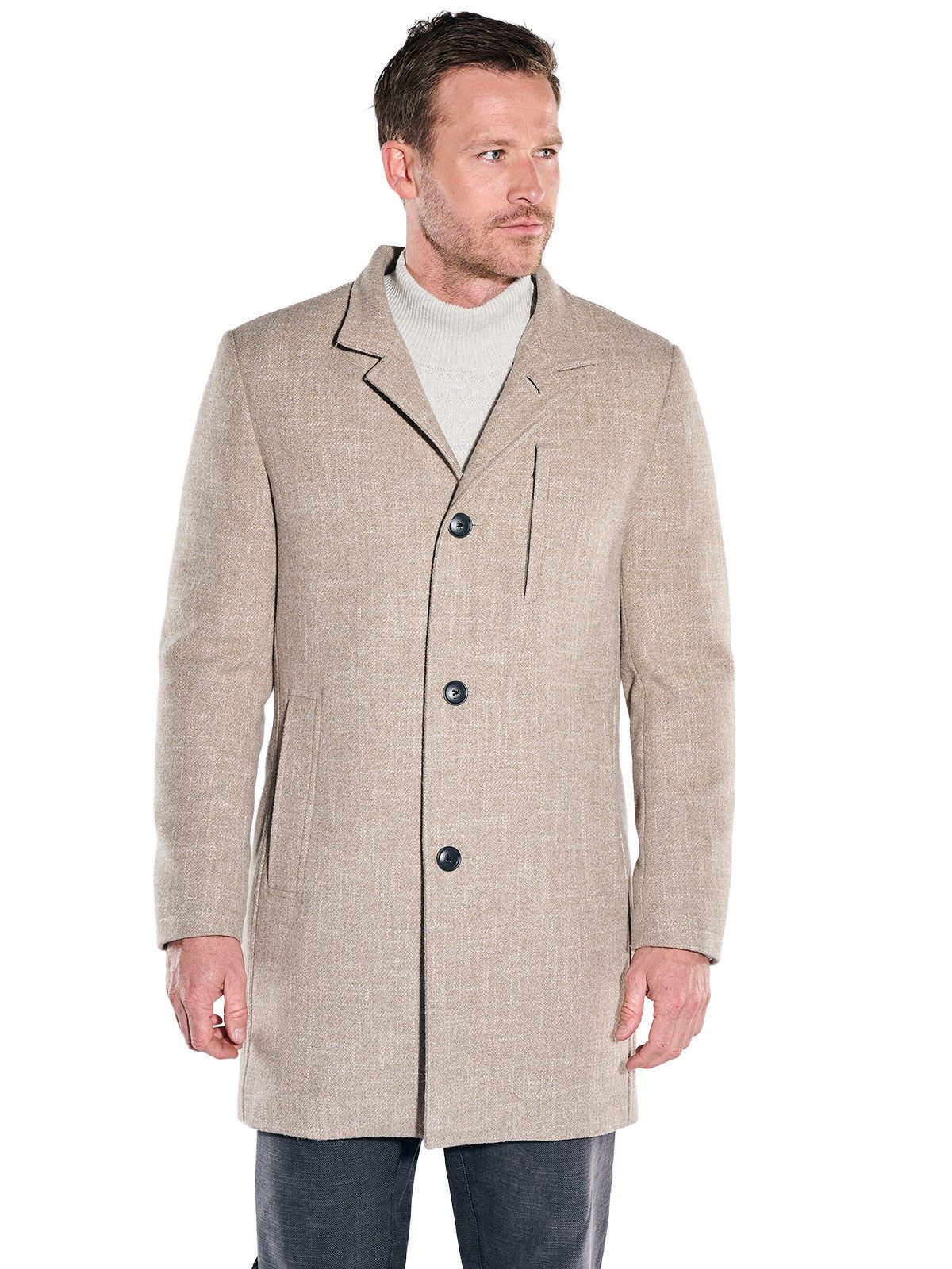 Engbers Kurzmantel Herren Mantel mit herausnehmbarem Inlet, Beige