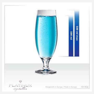 PLATINUX Bierglas Bierkelche, Crystalline Glas, 500ml (max. 580ml) Biertulpe Biergläser Weizengläser Kelche 0,5L