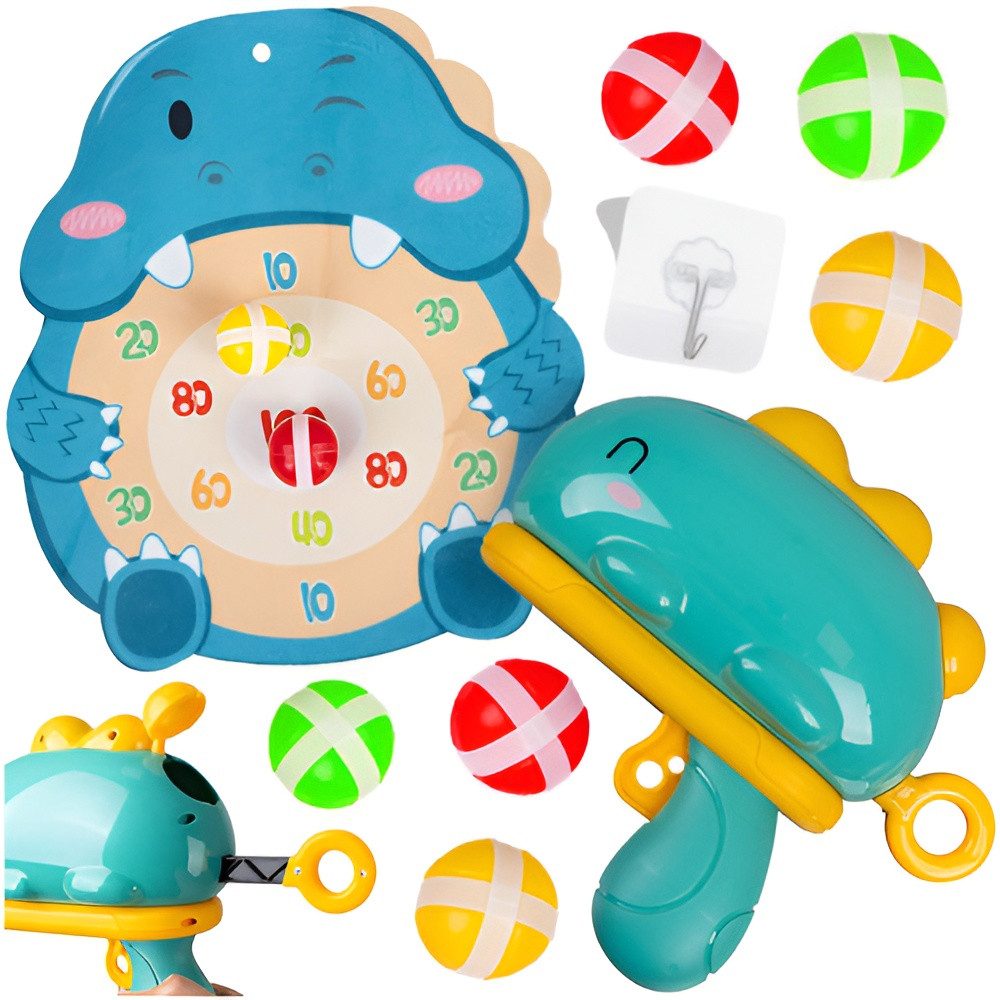 Isotrade Zielscheibe Arcade Dinosaurier Schiessspiel - Zielspiel mit Bällen und Scheibe, (Spielset, 9-tlg., Komplettes Spielset), Fördert motorische Koordination