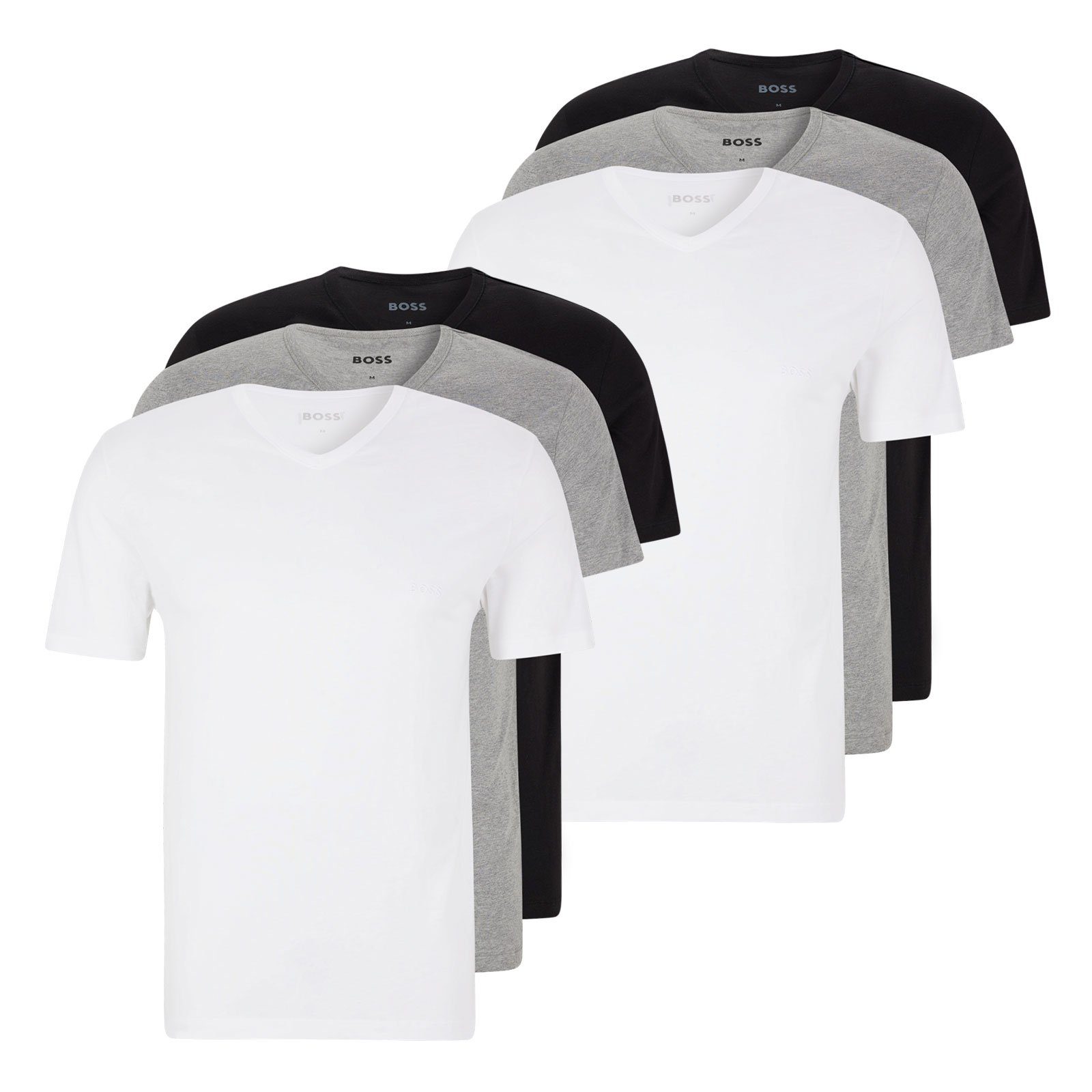 BOSS Unterziehshirt Classic T-Shirt (6-St) mit fein geripptem V-Ausschnitt