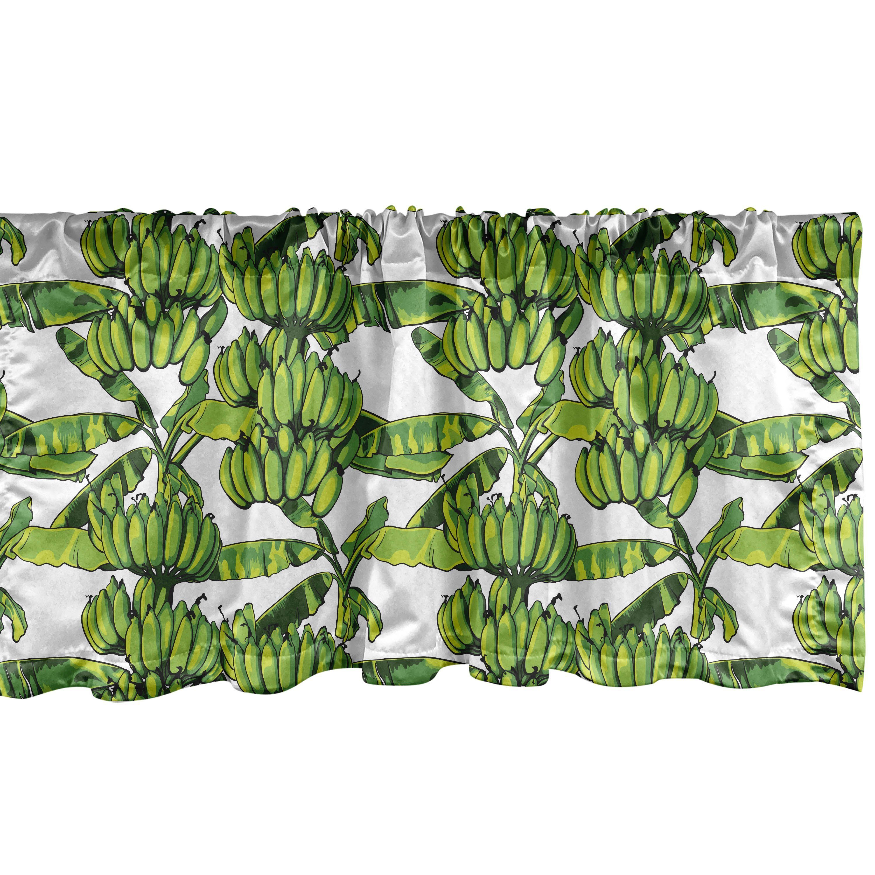 Scheibengardine Vorhang Konzept Dekor Blätter Abakuhaus, für Küche Volant Bananenblättern mit von Stangentasche, Microfaser, Schlafzimmer