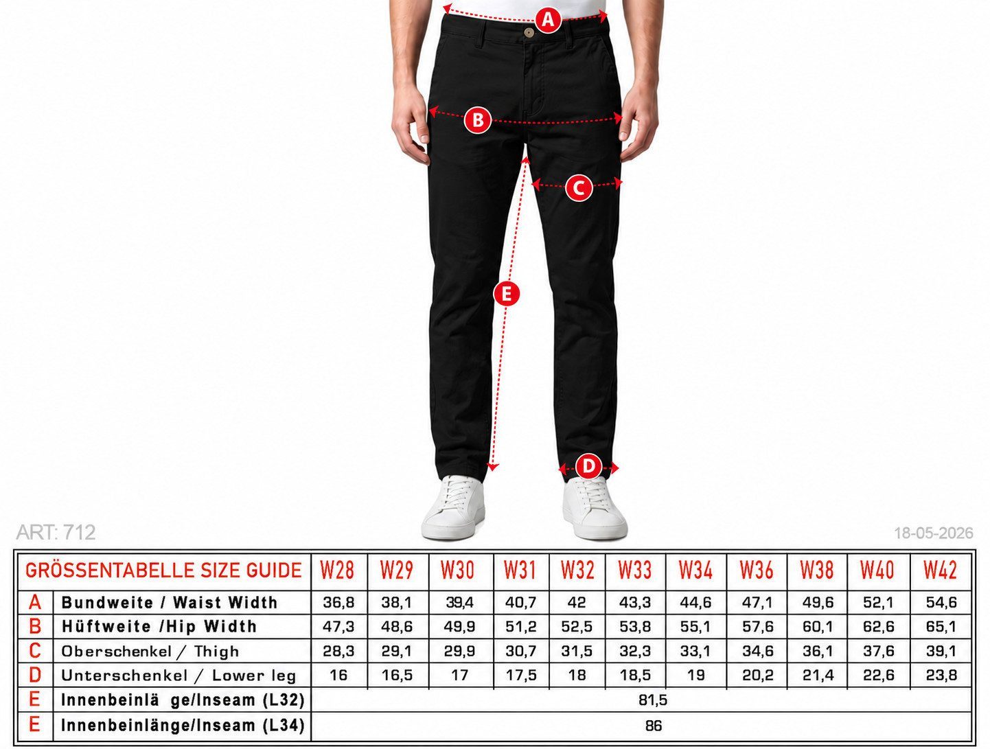 S&S Chinohose Herren Chino Hose (Packung, 1-tlg., Jogginghose Herren) Herren Regular Slim Chino Hose – Bild 5 von 5
