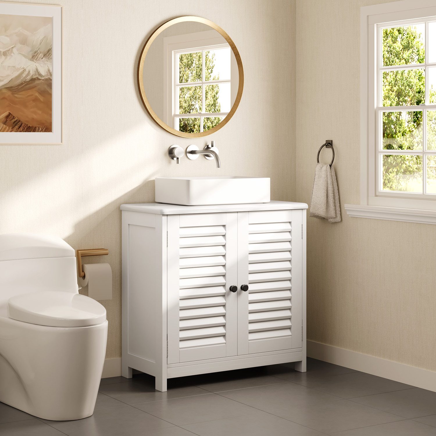 Bealife Waschbeckenunterschrank mit 2 Lamellentüren, Verstellbare Ablage, W günstig online kaufen