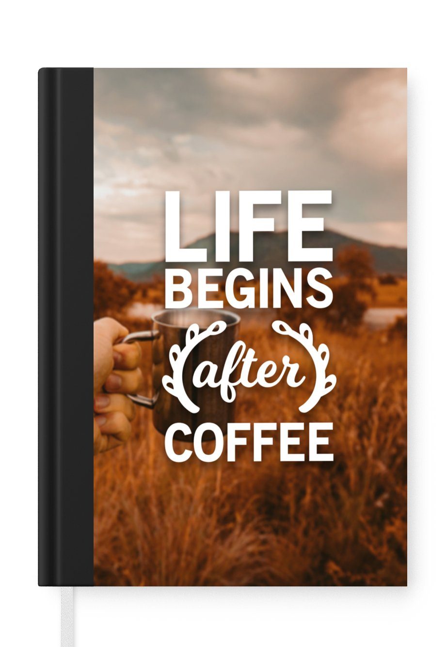 MuchoWow Notizbuch Das Leben beginnt nach dem Kaffee - Zitate - Sprichwörter - Kaffee, Journal, Merkzettel, Tagebuch, Notizheft, A5, 98 Seiten, Haushaltsbuch