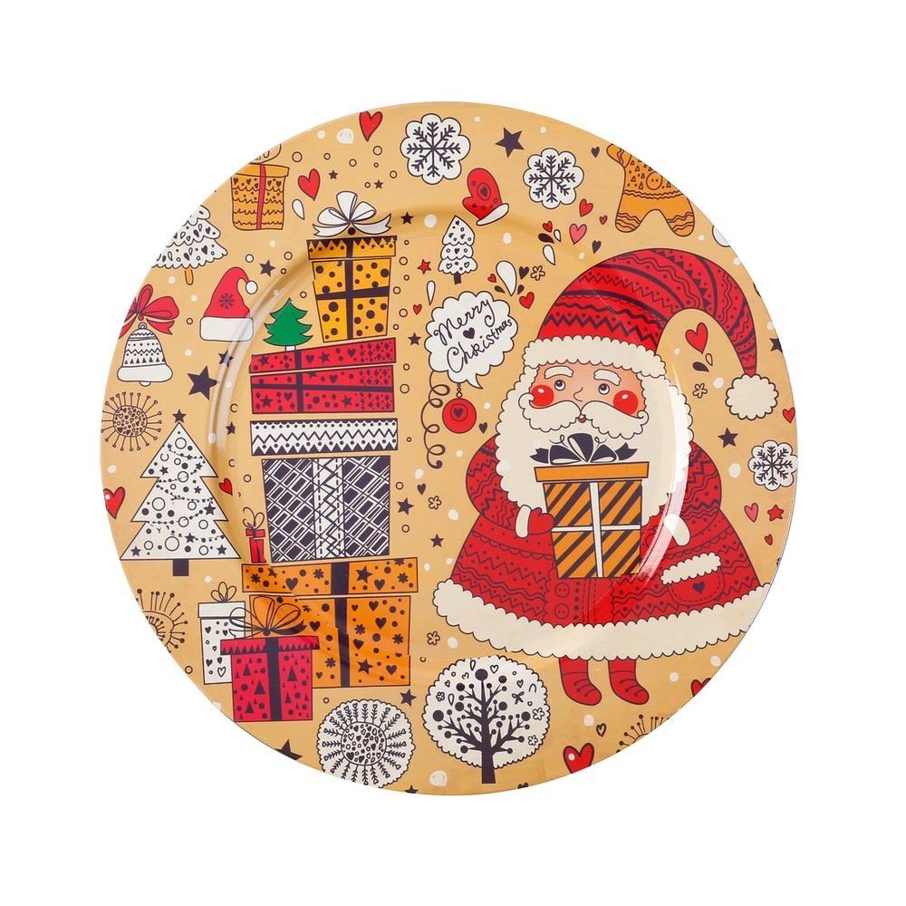 INGE-GLAS® Декоративна тарілка, Декоративна тарілка Kunststoff Santa Claus - Motiv 33cm bunt