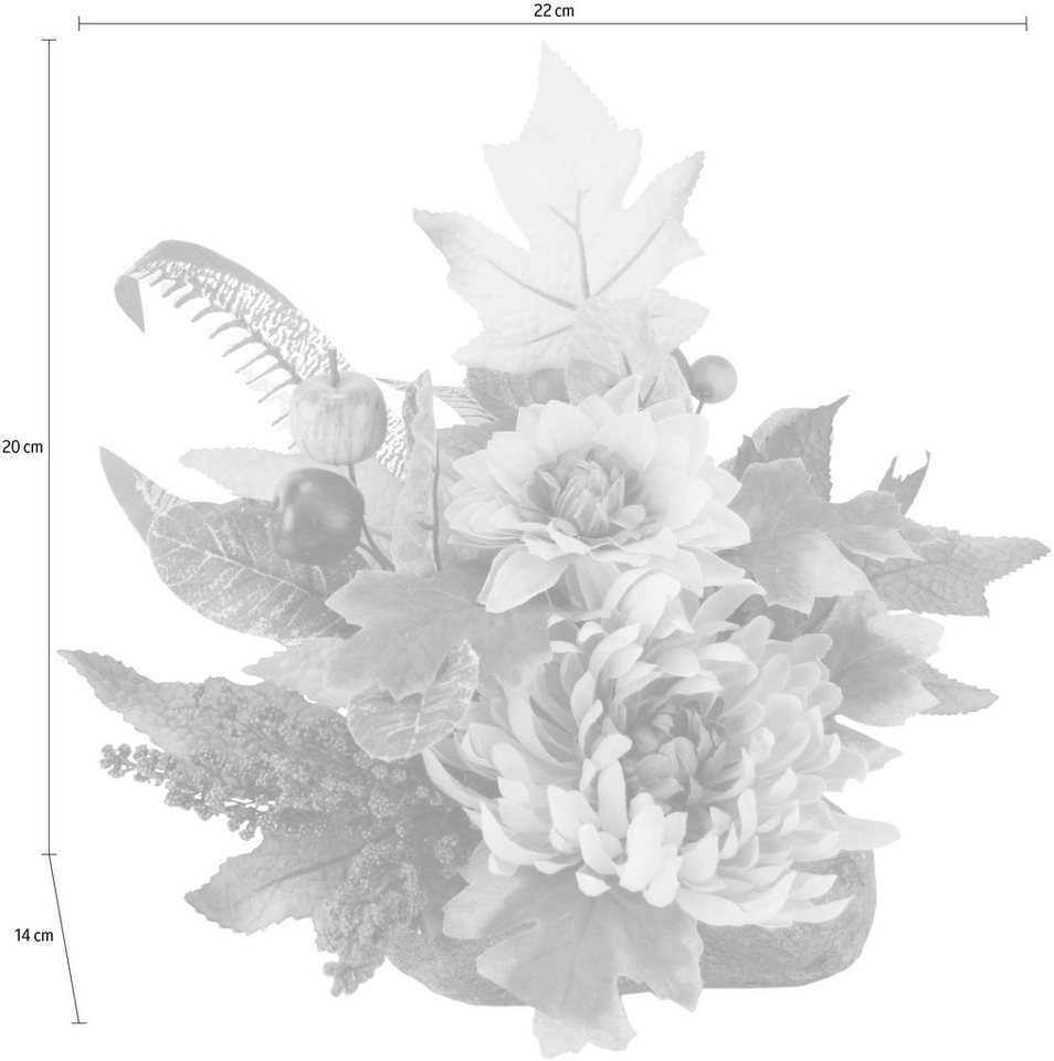 Kunstpflanze Chrysantheme, I.GE.A., Höhe 20 cm, Gesteck auf Stein
