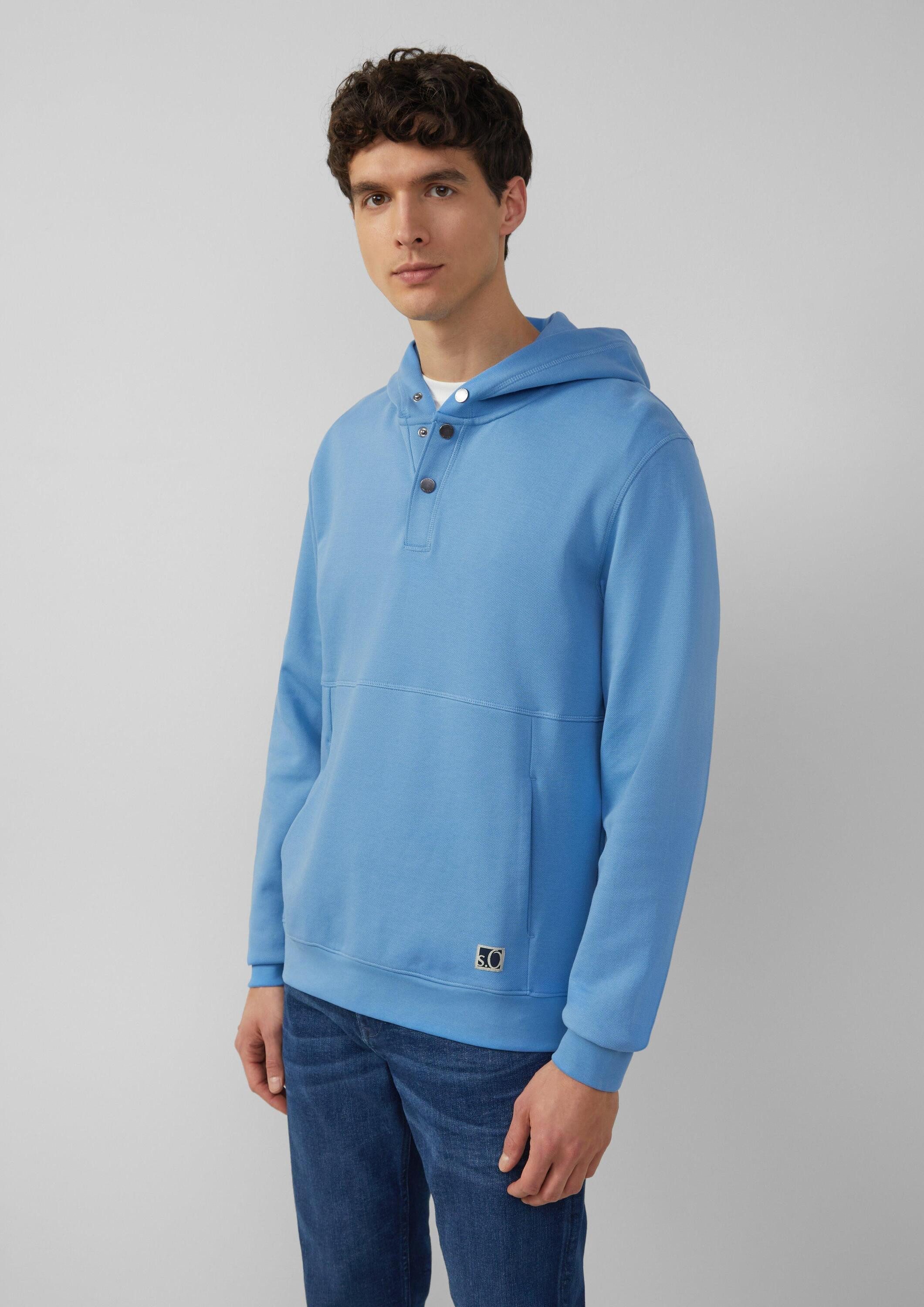 s.Oliver Sweatshirt Sweatshirt Strukturierter Hoodie mit Druckknöpfen und Kängurutasche