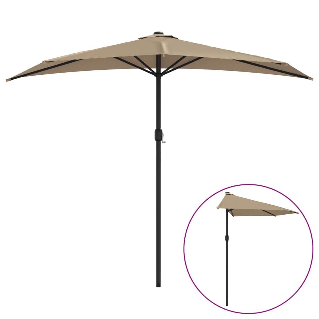 furnicato Sonnenschirm Balkon-mit Alu-Mast Taupe 270x144 cm Halbrund, LxB: 144x270 cm