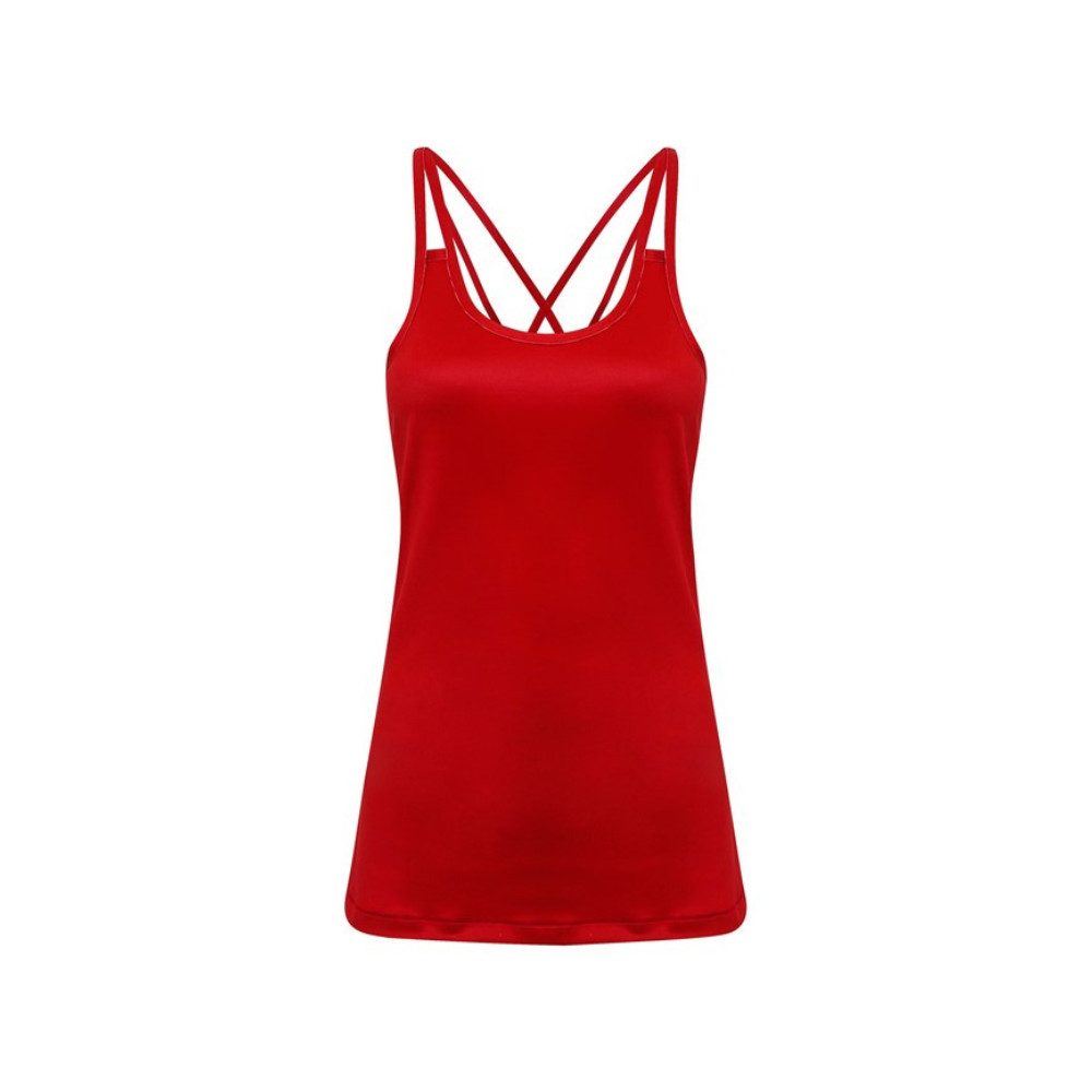 TriDri Blusentop Spagettiträger Trägertop Damen Rot
