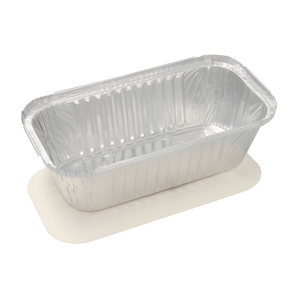 PAPSTAR Einwegschale 10 x Alu + Einlegedeckel PP-beschichtet eckig 1,5 l 7 x 13 x 24,2 cm, Aluminium / Pappe, PP-beschichtet