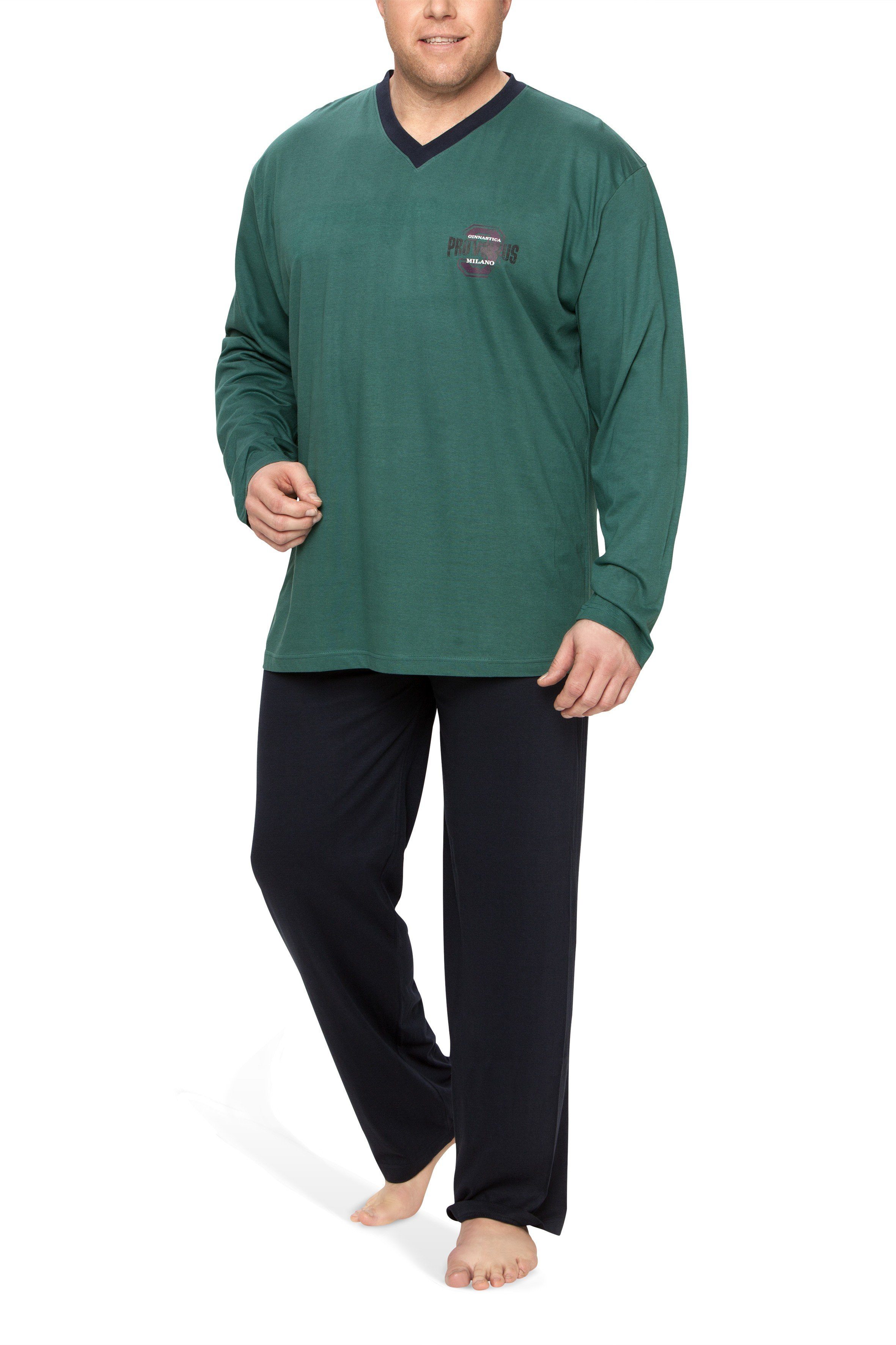 Moonline Pyjama Schlafanzug Herren lang in Übergröße (XXL-5XL) aus Baumwolle