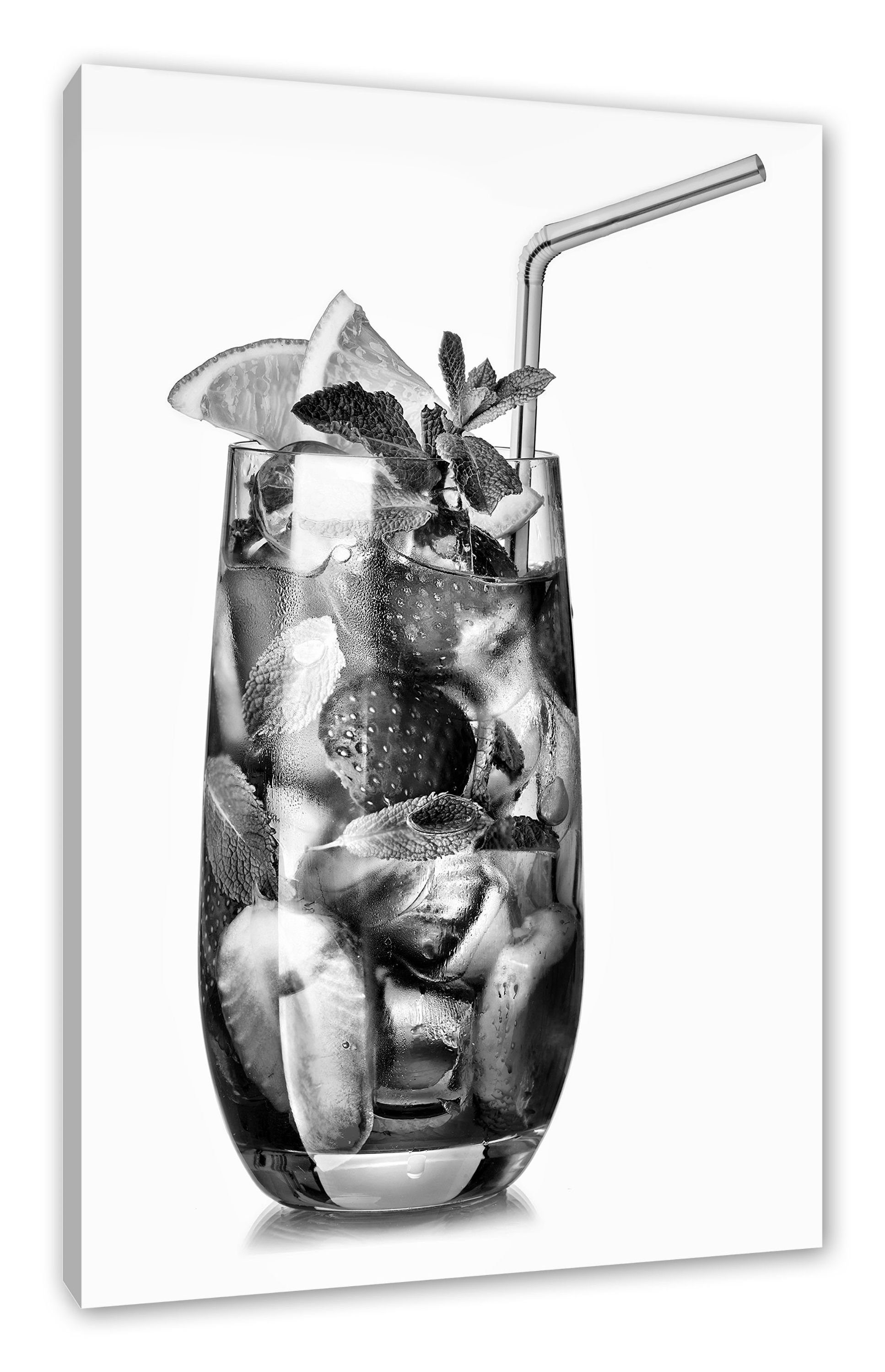St), Leinwandbild Zackenaufhänger Leinwandbild Erdbeercocktail inkl. fertig bespannt, Pixxprint (1 Erdbeercocktail,