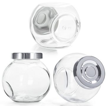 Belle Vous Aufbewahrungsdose Glasbehälter mit Deckel (6 Stück) - 480ml, Clear Glass Containers with Lid (6 pcs) - 480ml Jars for Storage