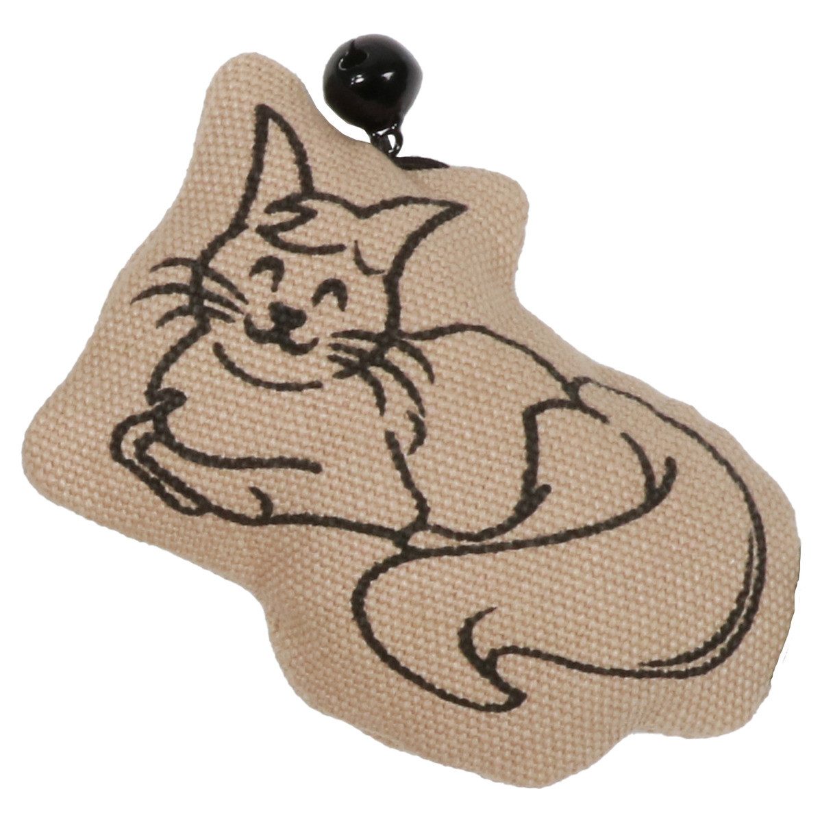 D&D Tierkuscheltier Katzenspielzeug I Love Happy Cats "Relaxing Cat" mit Glöckchen beige