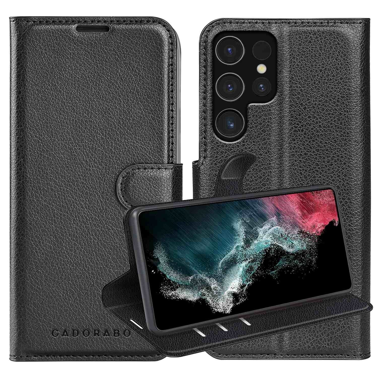 Cadorabo Handyhülle für Samsung Galaxy S22 ULTRA Hülle Samsung Galaxy S22 ULTRA, Hülle Schutzhülle mit Standfunktion, Kartenfach und Magnetverschluss