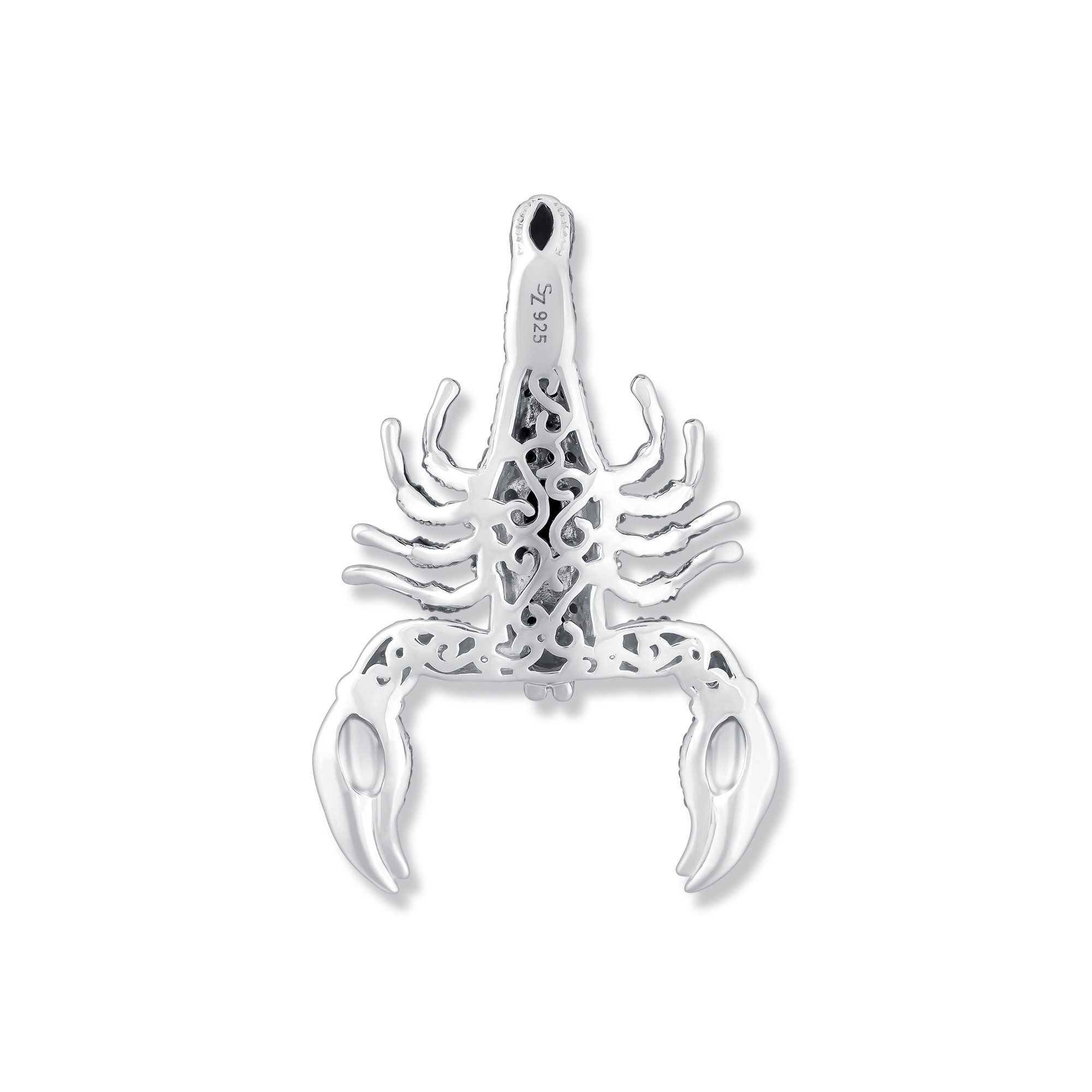 Seinerzeit FLORA & FAUNA Kettenanhänger Spike Skorpion Anhänger, Schmuck aus 925 Sterling Silber (Von der geheimnisvollen Welt der Nacht inspirierter Damenschmuck im ausdrucksstarken Unisex-Design mit mystischem Motiv – ein besonderer Begleiter im Alltag und zu besonderen Anlässen, 1-tlg., inkl. Geschenkverpackung für Frauen ob Freundin, Mutter, Ehefrau, Oma), rhodiniert, geschwärzt, mit Emaille und Zirkonia-Steinen