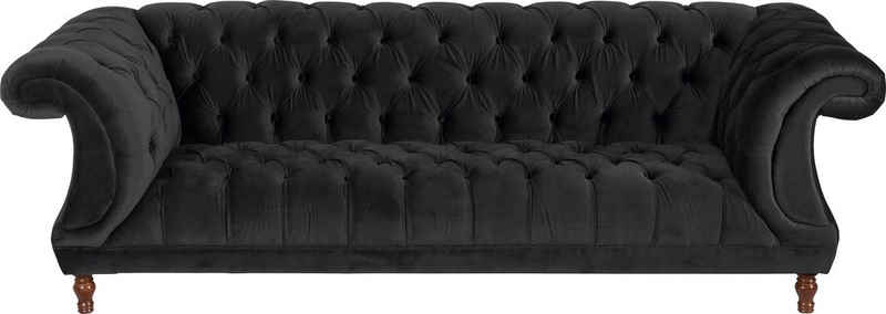 Max Winzer® Chesterfield-Sofa »Isabelle«, mit edler Knopfheftung & gedrechselten Füßen in Buche Nussbaum, Breite 260 cm