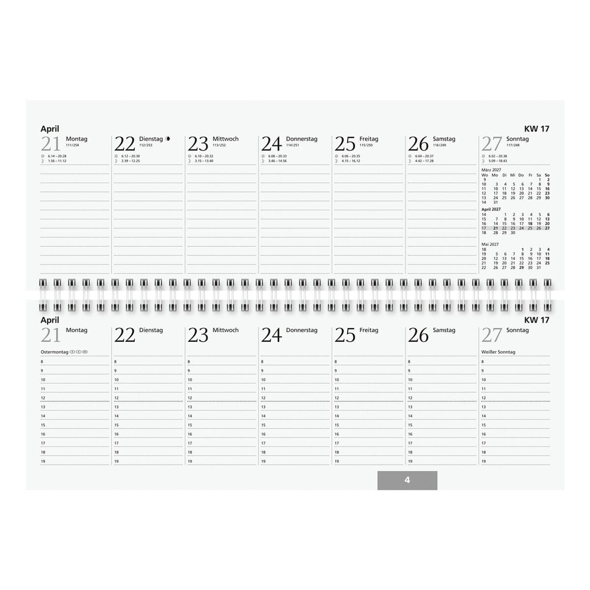 GLOCKEN Tischkalender, für 2027, 2 Seiten = 1 Woche