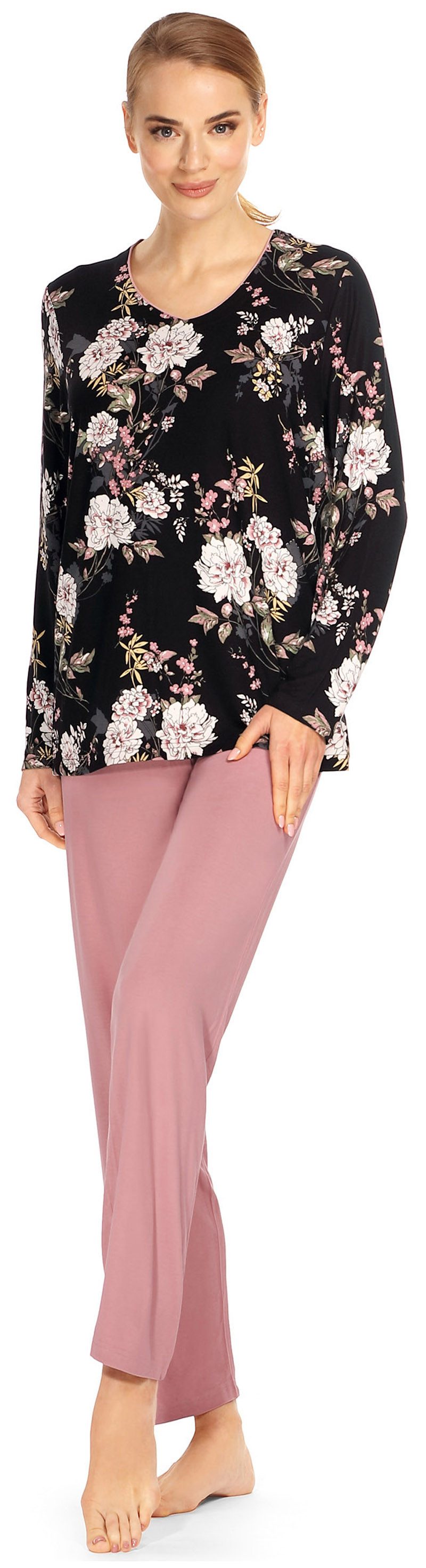 Ascafa Schlafanzug (Set, 2 tlg., Set) Damen Pyjama lang Langarm