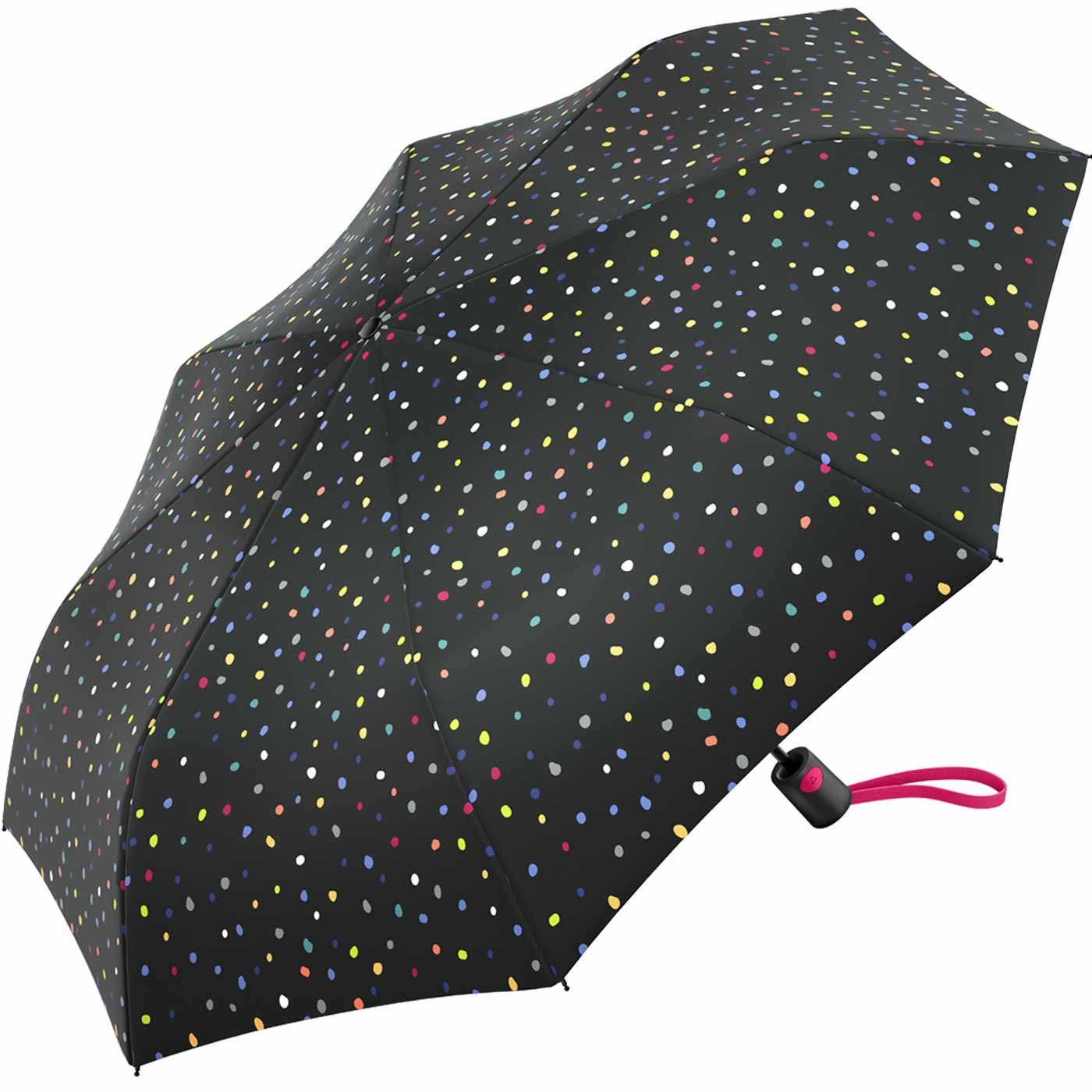 black, schwarz Taschenregenschirm Auf-Automatik Benetton Konfettiregen Colors - Mini United bunter of mit ein Dots