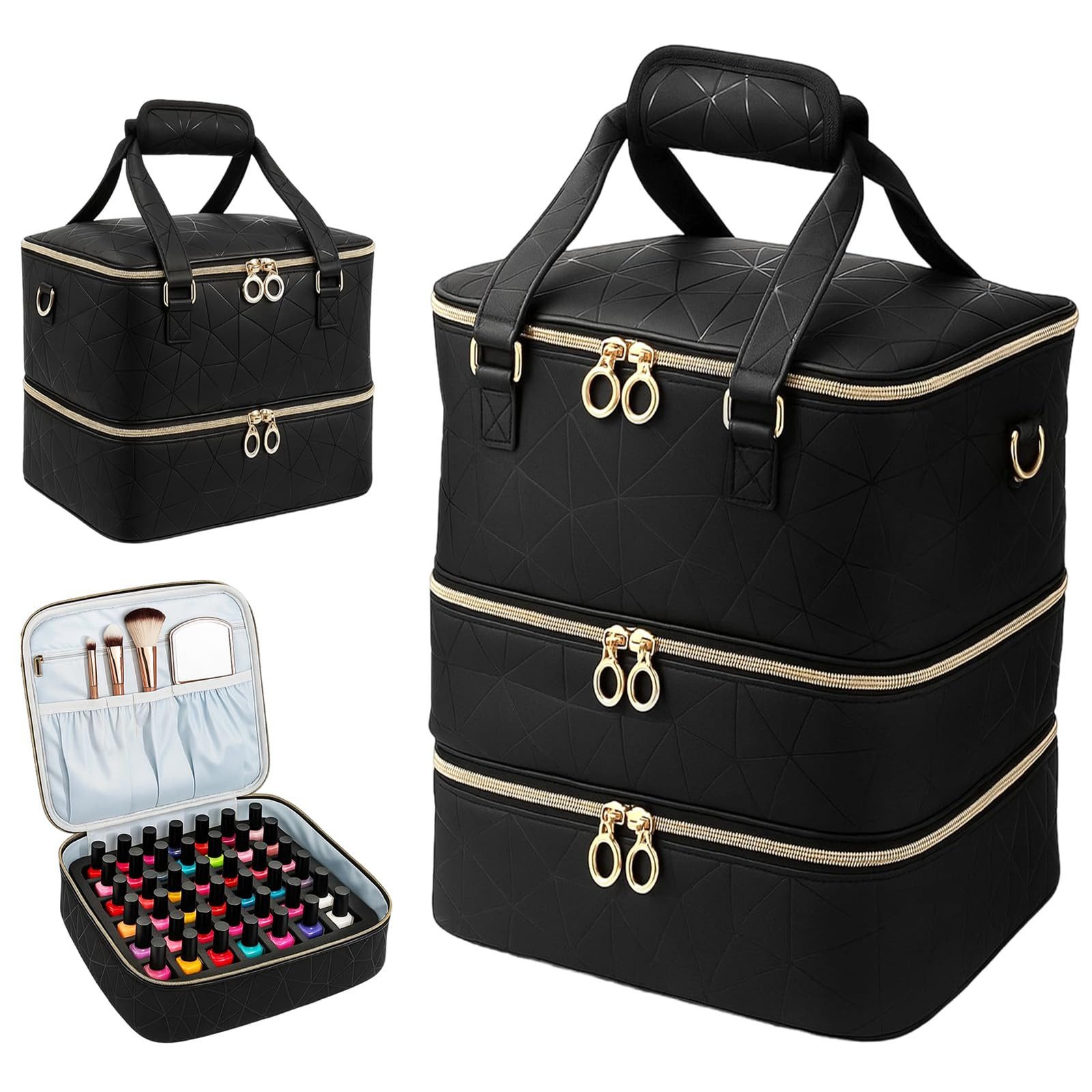 Youyijia Aufbewahrungsbox Organizer Case with 3 Layers Holds 84 Bottles Nail Polish Storage