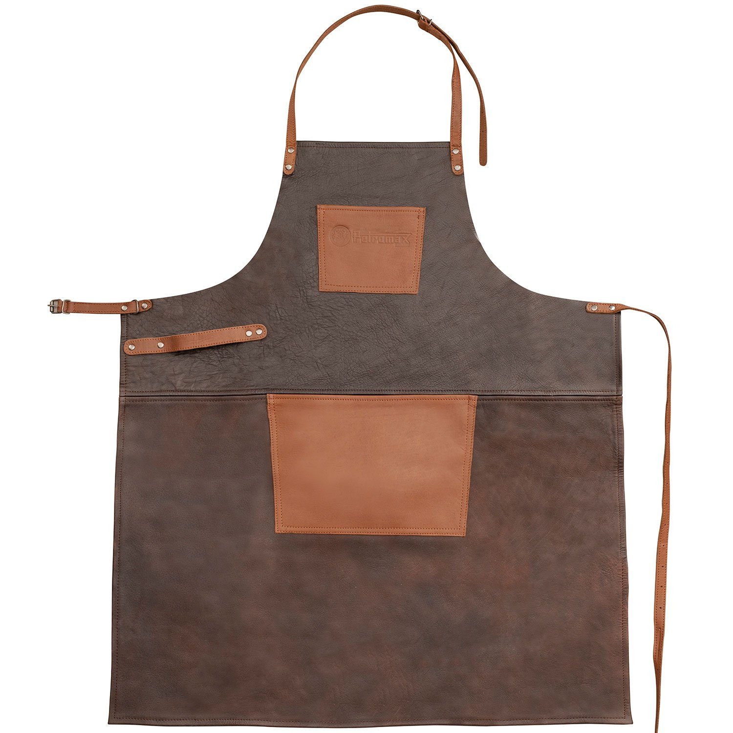 Petromax Grillschürze Lederschürze aus Büffelleder mit Nackenschlaufe Brust und Bauchtasche, (100% Büffel Leder), nachhaltig, strapazierfähig