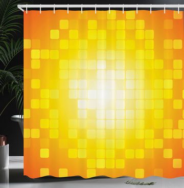 Abakuhaus Duschvorhang Moderner Digitaldruck mit 12 Haken auf Stoff Wasser Resistent Breite 175 cm, Höhe 180 cm, Gelb Retro-Pixel-Kunst-Quadrate
