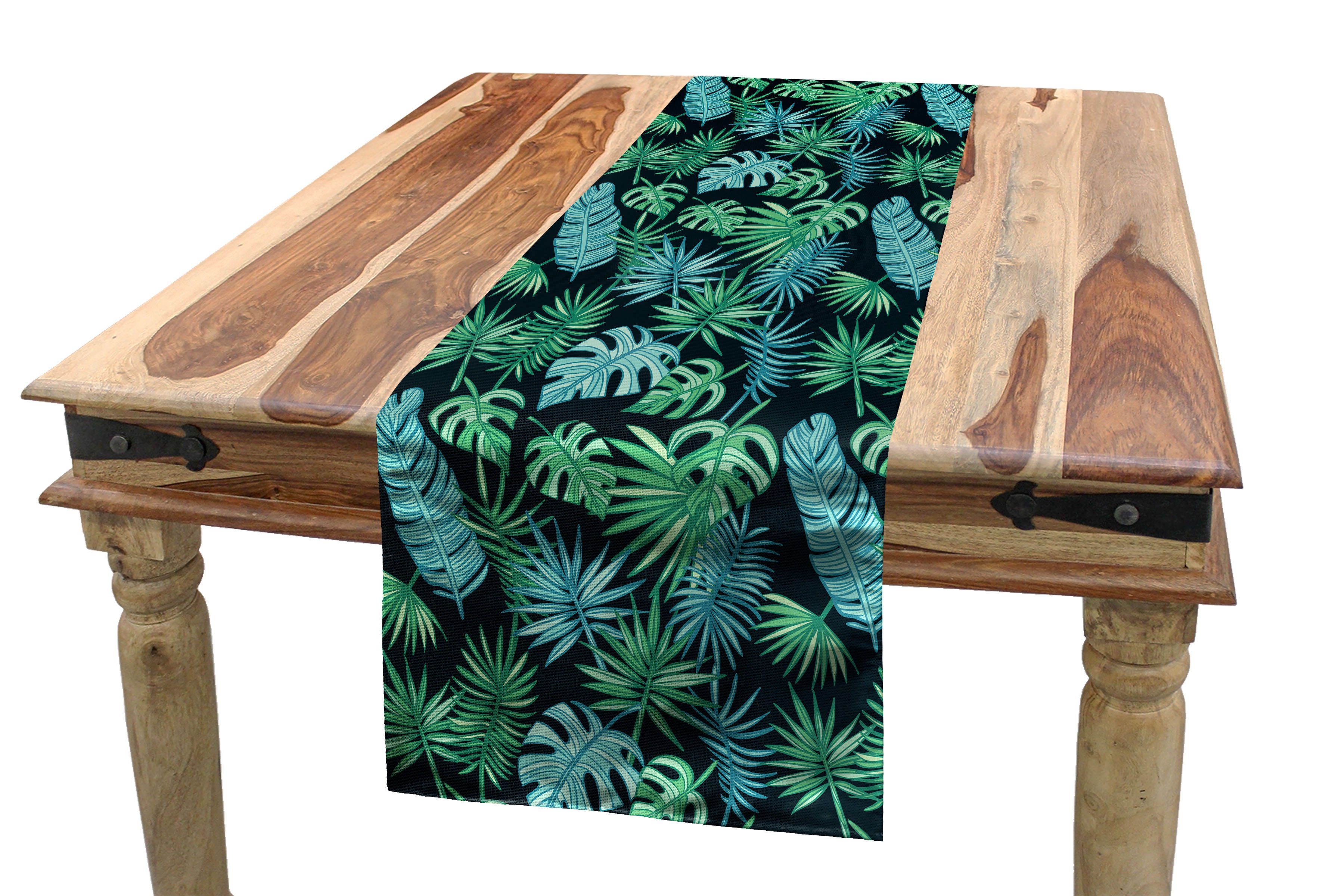 Abakuhaus Tischläufer Esszimmer Küche Rechteckiger Dekorativer Tischläufer, Tropisch Hawaii-Insel-Blätter