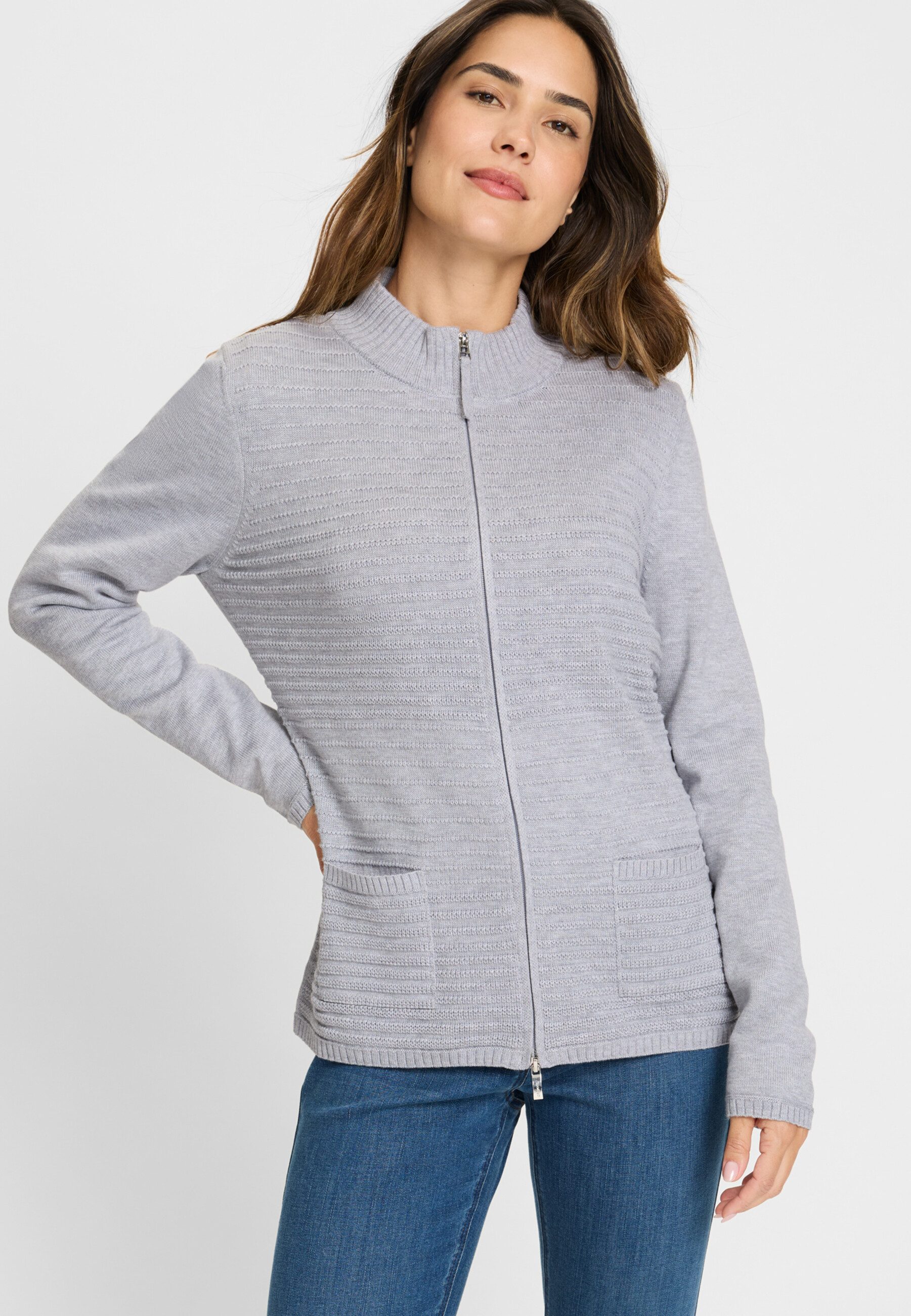 Olsen Cardigan mit durchgehendem Reißverschluss
