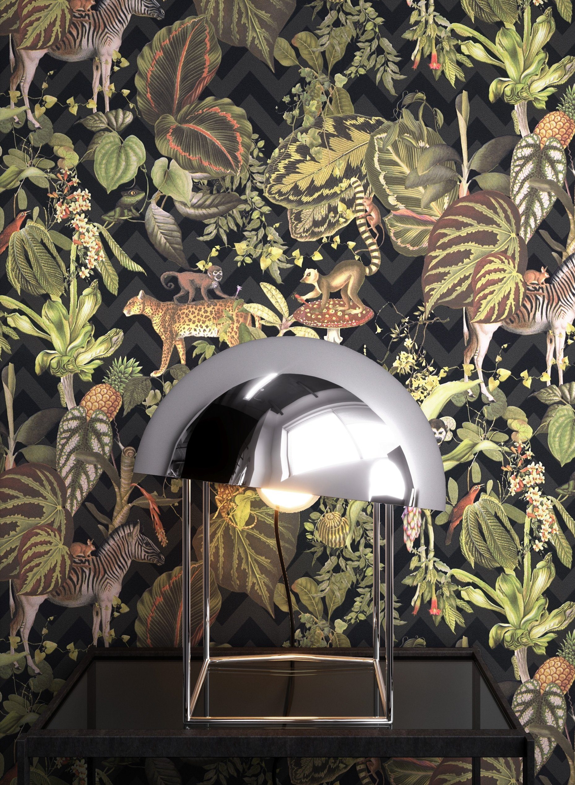 Newroom Vliestapete, Schwarz Tapete Floral Dschungel günstig online kaufen