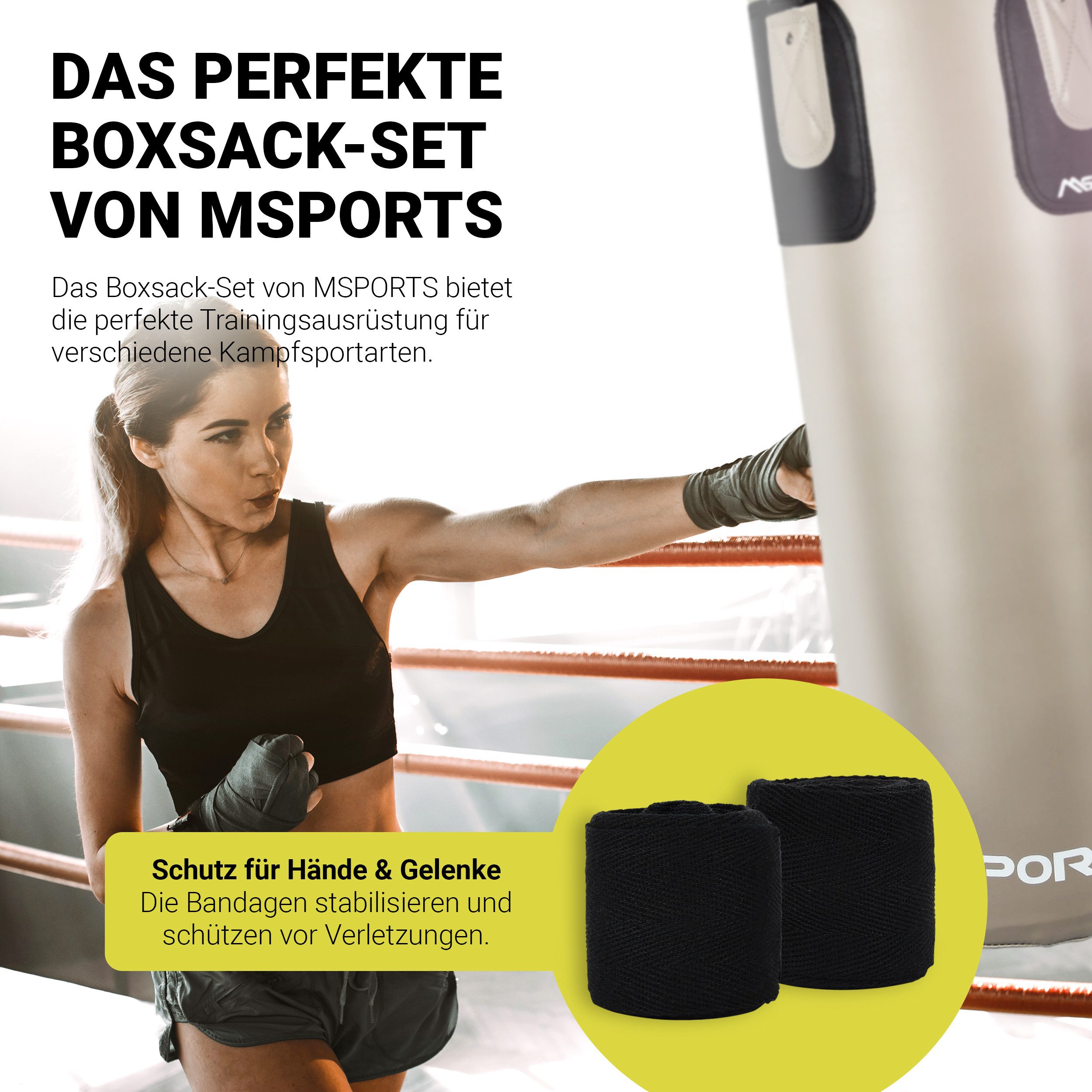 MSports® Boxsack Boxset Boxsack Set Professional 25 kg inkl. Boxhandschuh und Tasche