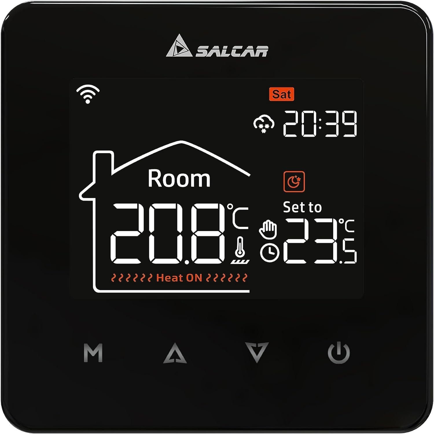 Salcar Heizkörperthermostat Thermostat Heizung LCD Touchscreen für Elektrische Raumthermostat, Digital Tuya Programmierbare Thermostate Schwarz | Heizkörperthermostate