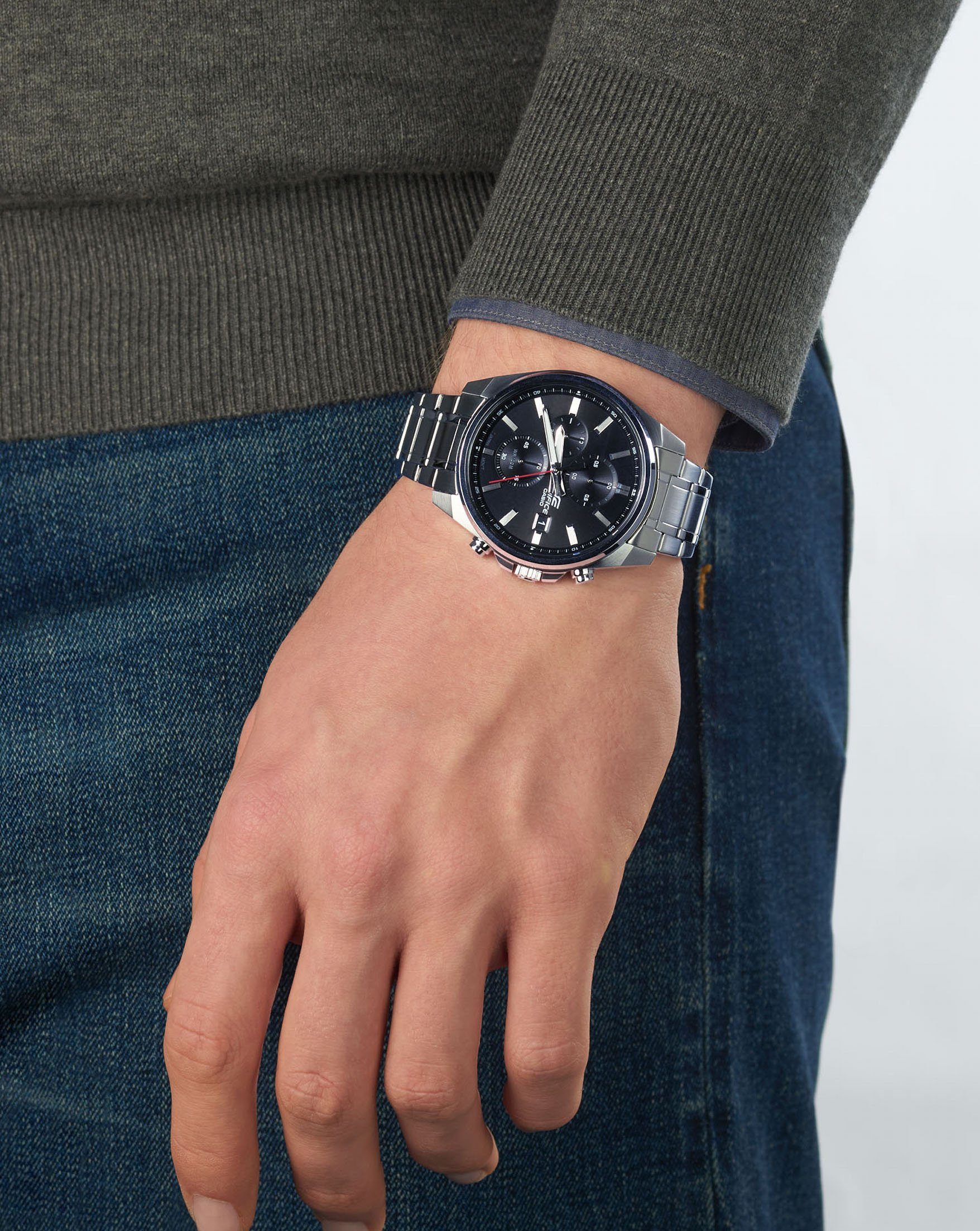 CASIO EDIFICE Chronograph EFV-610D-1AVUEF, Quarzuhr, Armbanduhr,Herrenuhr, Edelstahlarmband,bis 10bar wasserdicht