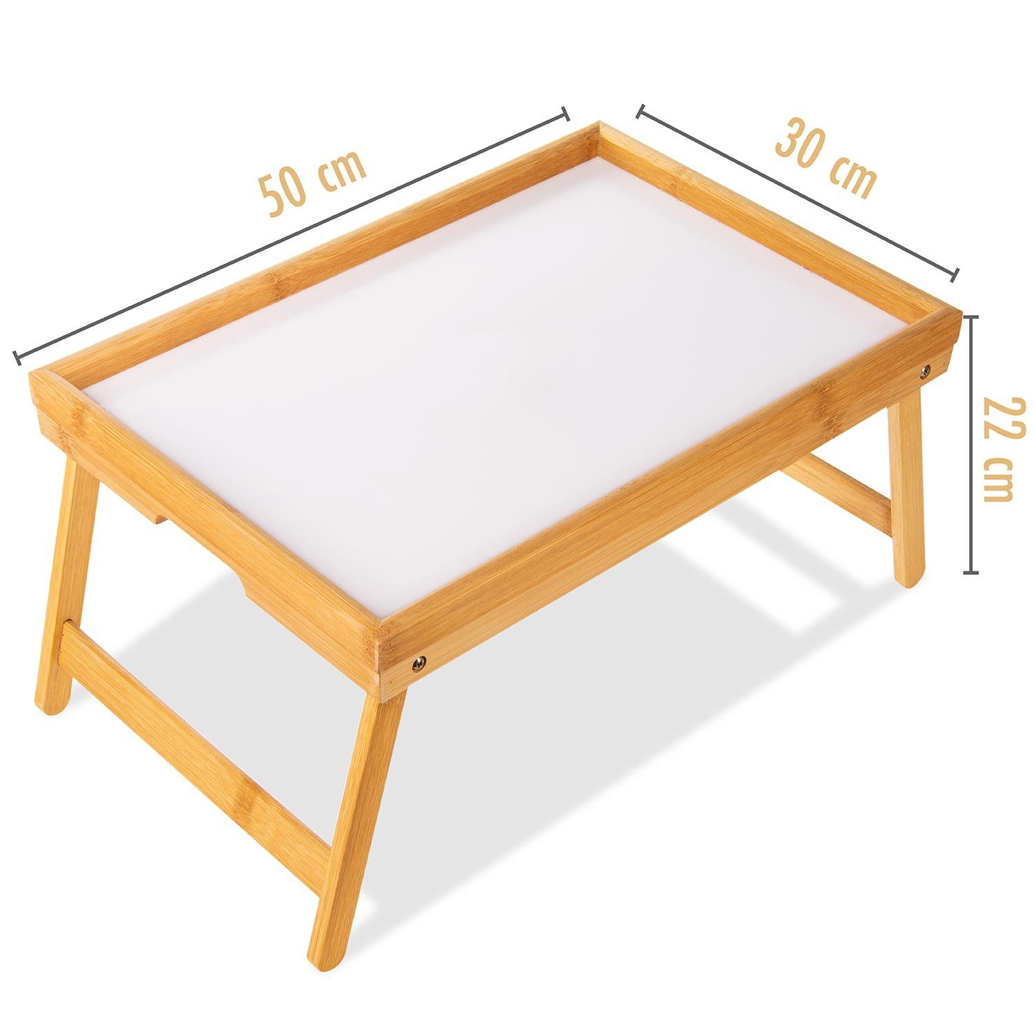 Dimono Tabletttisch Frühstückstablett Betttisch Serviertablett Holz Bambus Bett-Tablett