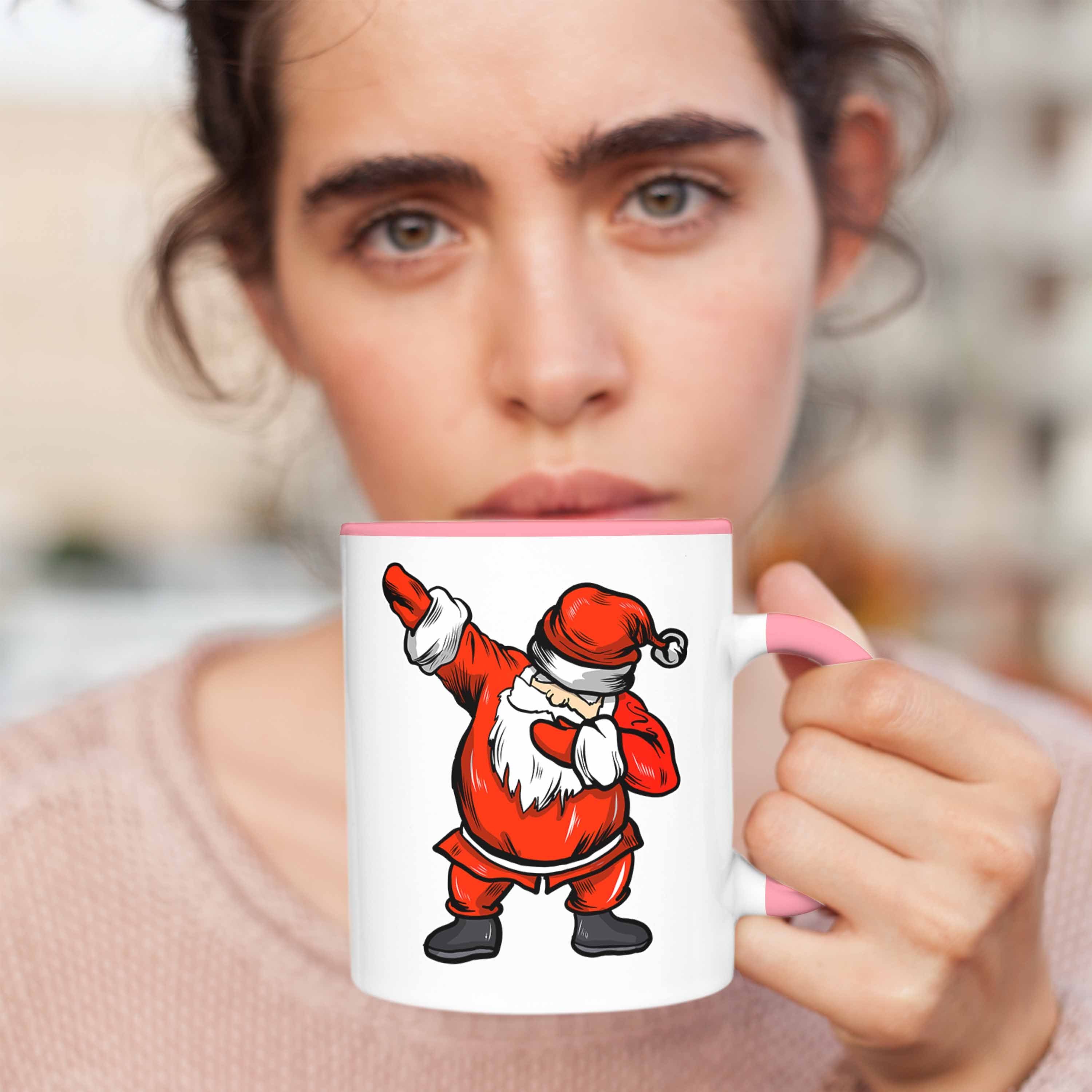 Jungs Kinder Jungen Weihnachtstasse für Mädchen Rosa Becher Grafik Weihnachtsmann Tasse - Trendation Cute Lebkuchen Trendation Geschenk Lustig Dab Weihnachten Tasse