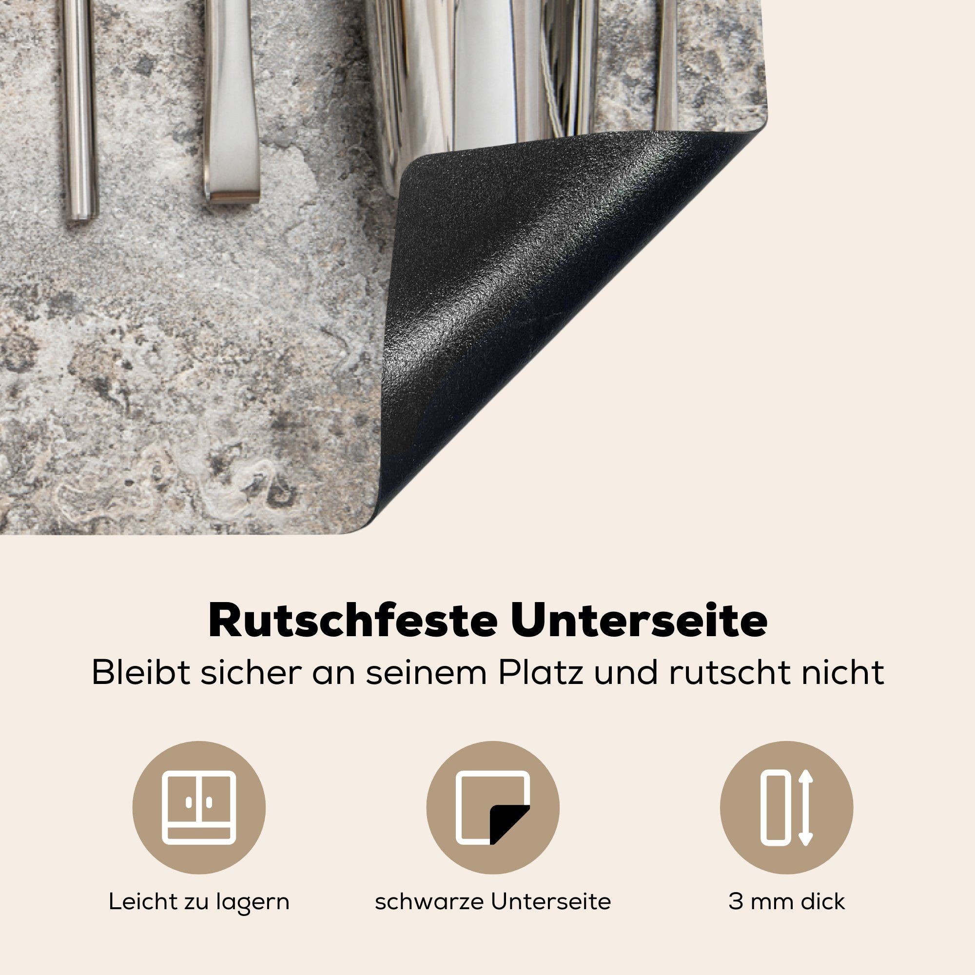 - für Besteck Induktionsschutz MuchoWow (1 83x51 Arbeitsplatte - Ceranfeldabdeckung, Küchengeräte - küche Herdblende-/Abdeckplatte tlg), cm, -, Vinyl, Cocktailshaker