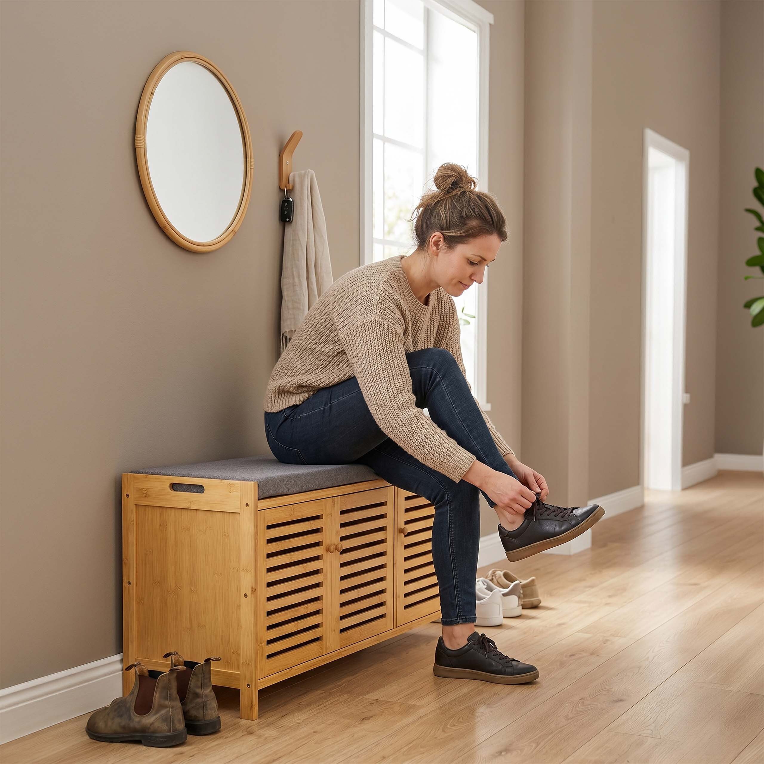 relaxdays Schuhbank mit gepolsterter Sitzfläche (1-St) – Bild 2 von 5