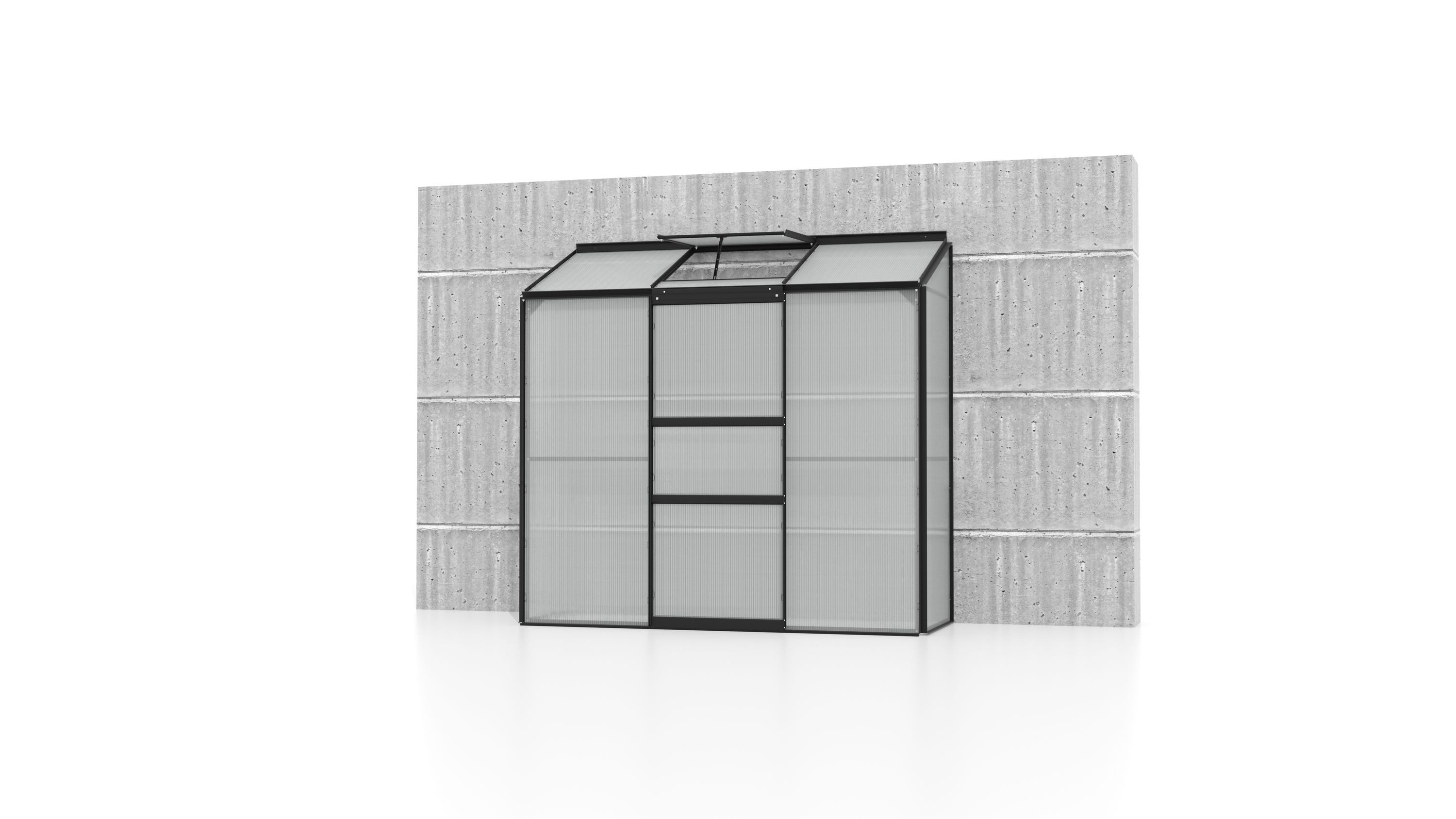 Gewächshaus Ida 1300 HKP 4mm Schwarz Alu mit 1 Fenster