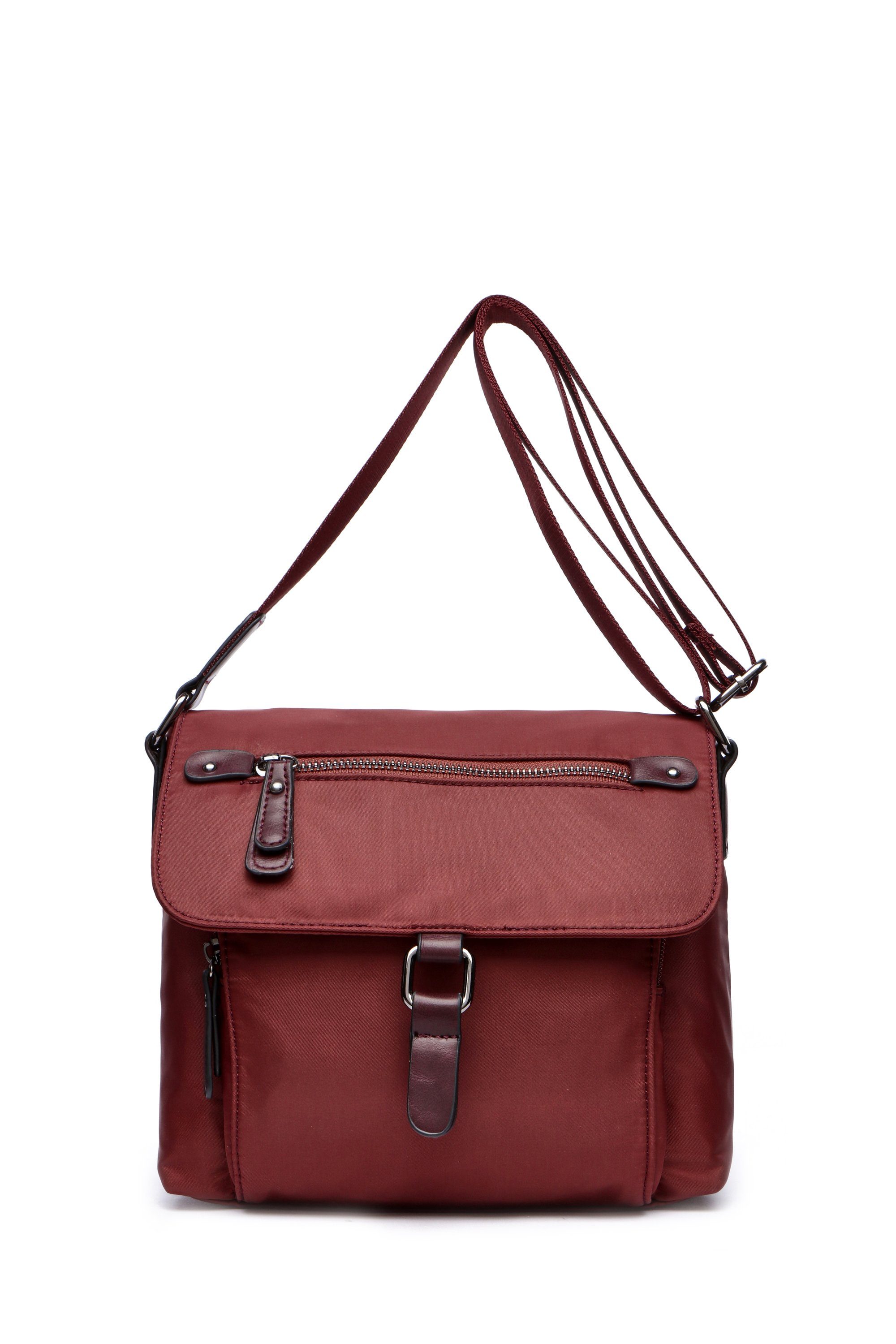 COLLEZIONE ALESSANDRO Umhängetasche Nylon, in modernem Design mit vielen Fächern bordeaux