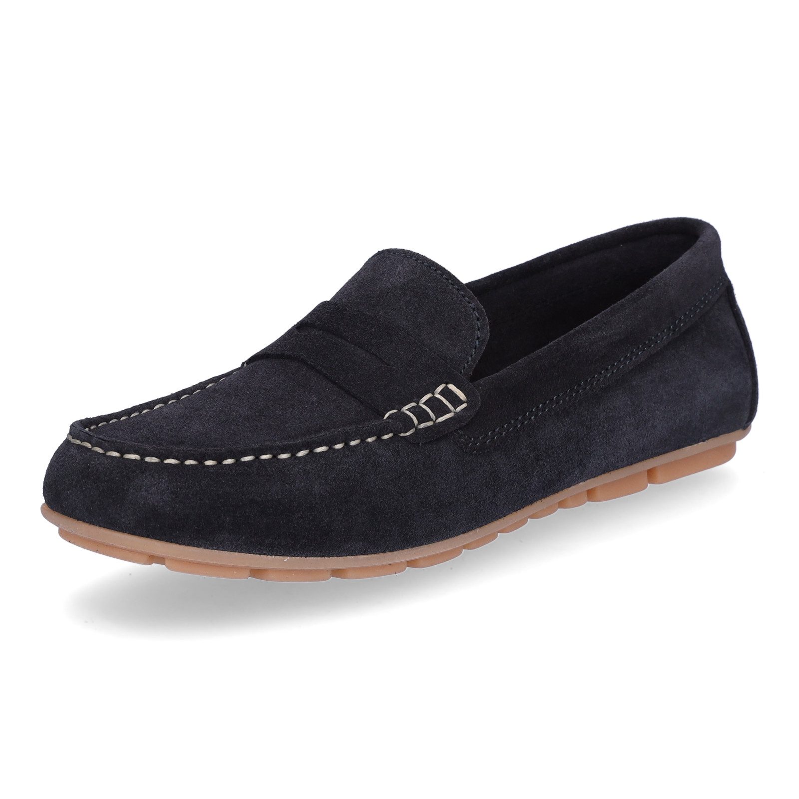 MIDS MIRELLA Damen Mokassin navy, Slipper aus Rauleder mit Leder-Innensohle günstig online kaufen