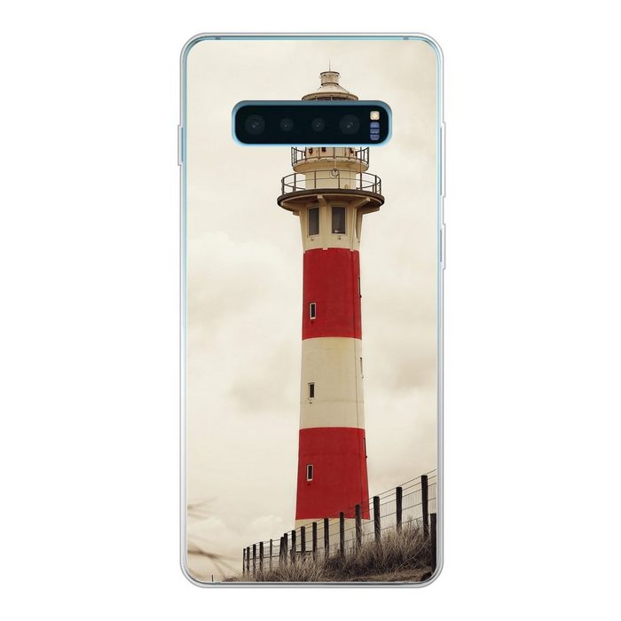 MuchoWow Handyhülle Leuchtturm Sepia-Fotodruck Phone Case Handyhülle Samsung Galaxy S10 Lite Silikon Schutzhülle