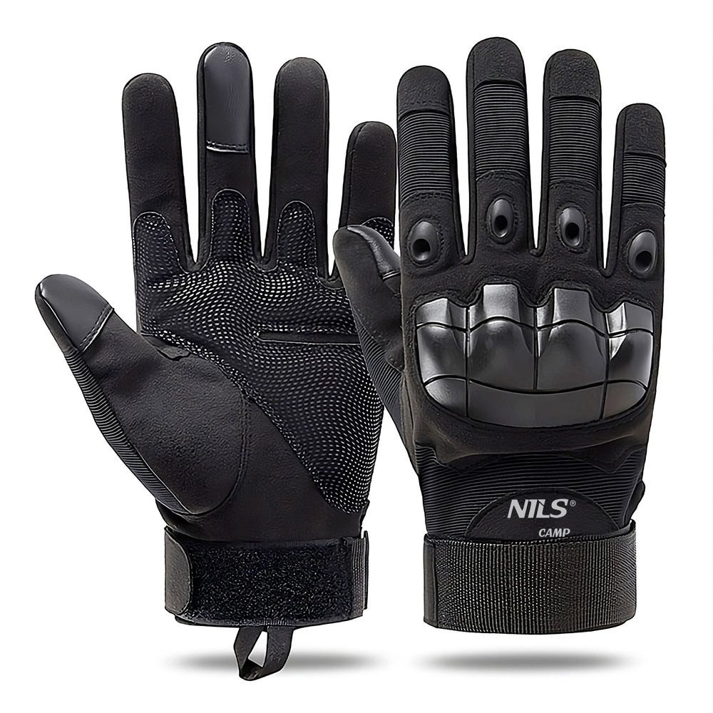 NILS CAMP Gartenhandschuhe Taktische Handschuhe Outdoor-Handschuhe (Spar-Set, 1-St., 22, 8 cm leicht, 8 x 10) Knöchelschutz, touchscreen-fähig, Klettverschluss