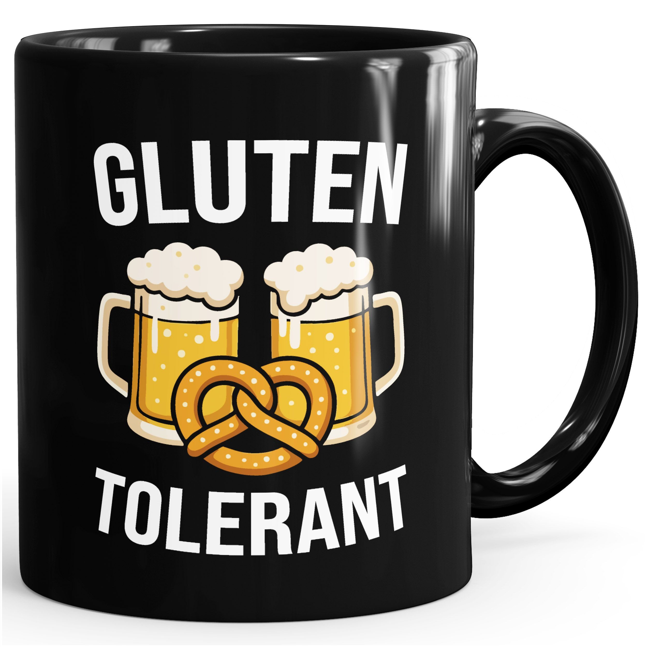MoonWorks Tasse Tasse Spruch Gluten Tolerant Bier & Brezn für das Oktoberfest Bier, Keramik