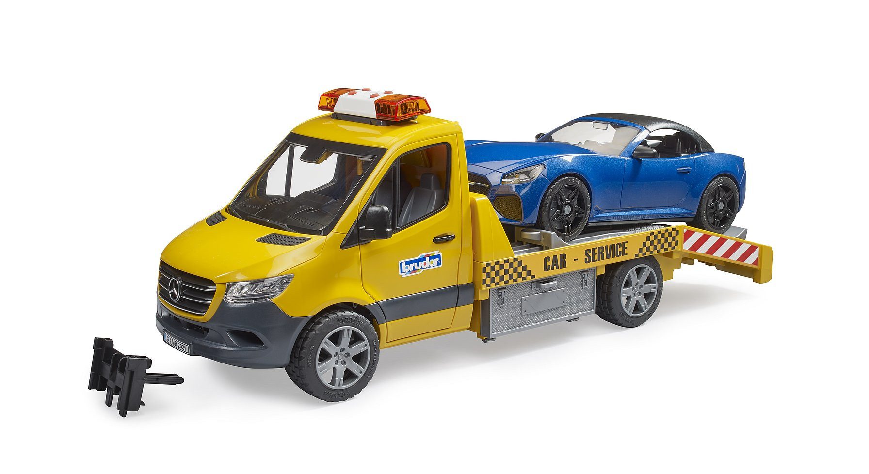 Bruder® Spielzeug-Auto bruder MB Sprinter Autotransport mit Roadster gelb blau 1:16