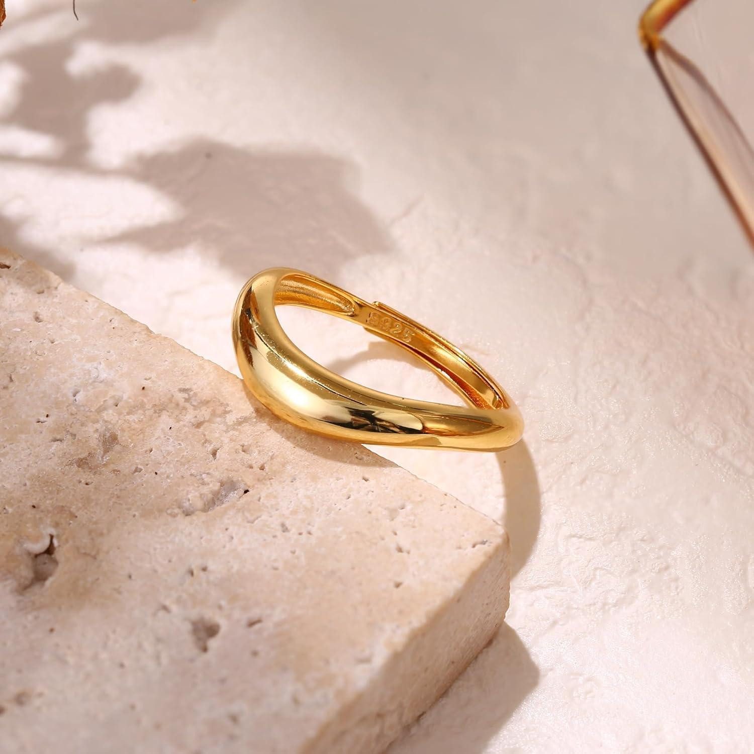 Adramata Verlobungsring Adramata Ring Silber 925 Damen 14K Vergoldet Verstellbar